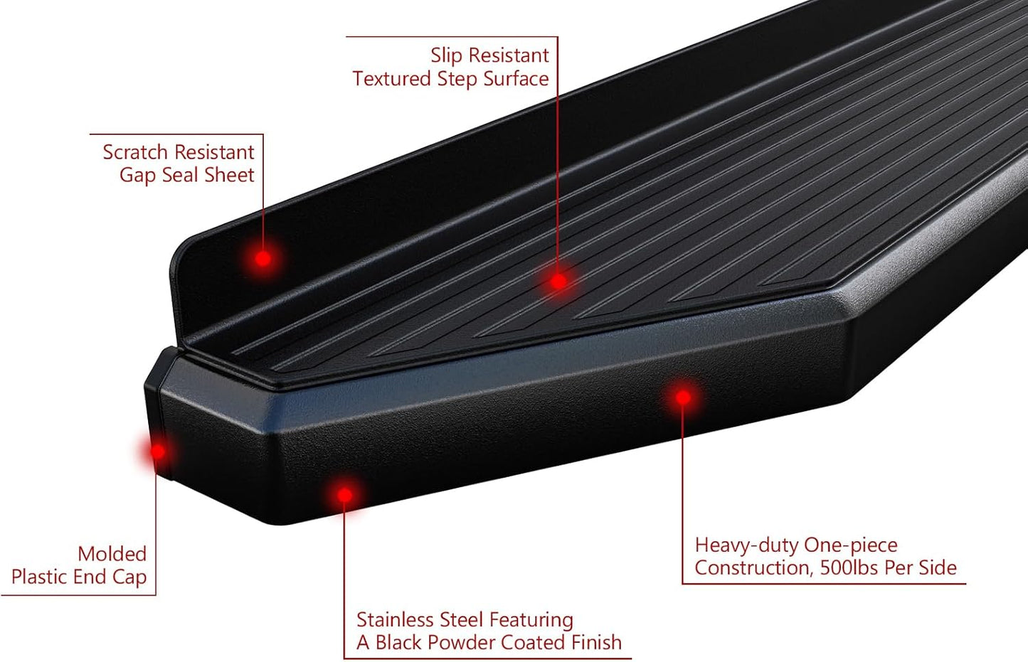 APS 6-inch (Black Stainless Steel Flat Style) Running Boards Nerf Bars Side Steps Compatible with Ram 1500 2009-2018 Crew Cab & Ram 2500 3500 2010-2024