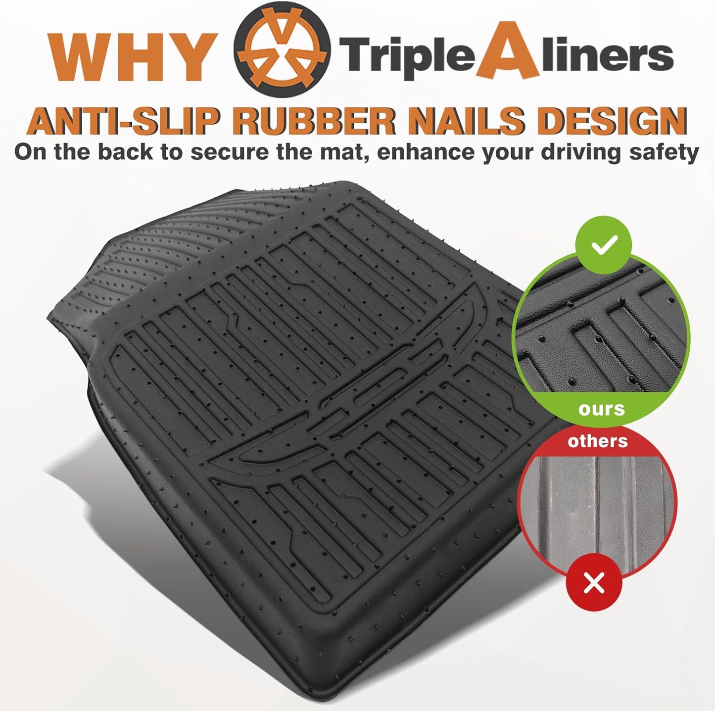 TripleAliners Floor Mats All Weather Liners Compatible with 2025 Toyota Camry (Include Hybrid) Accessories 1st & 2nd Row Full Set Floor Liners TPE Custom Fit Protection Car Mats