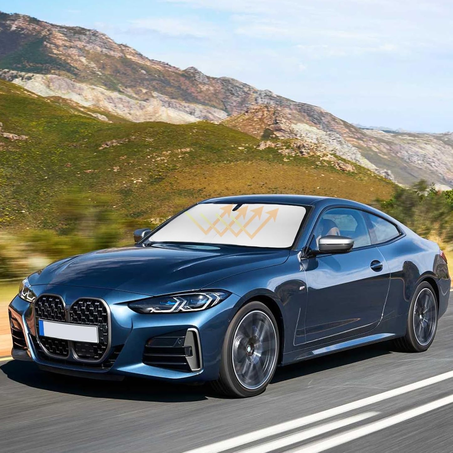 Sun Shade Sunshade for 2021-2023 2024 2025 BMW 4 Series M4 i4 440i 430i 428i 435i 420i Front Windshield Cover, Custom Fit 4 Series Sun Visor Window Shield Blocks UV Rays Car Accessories