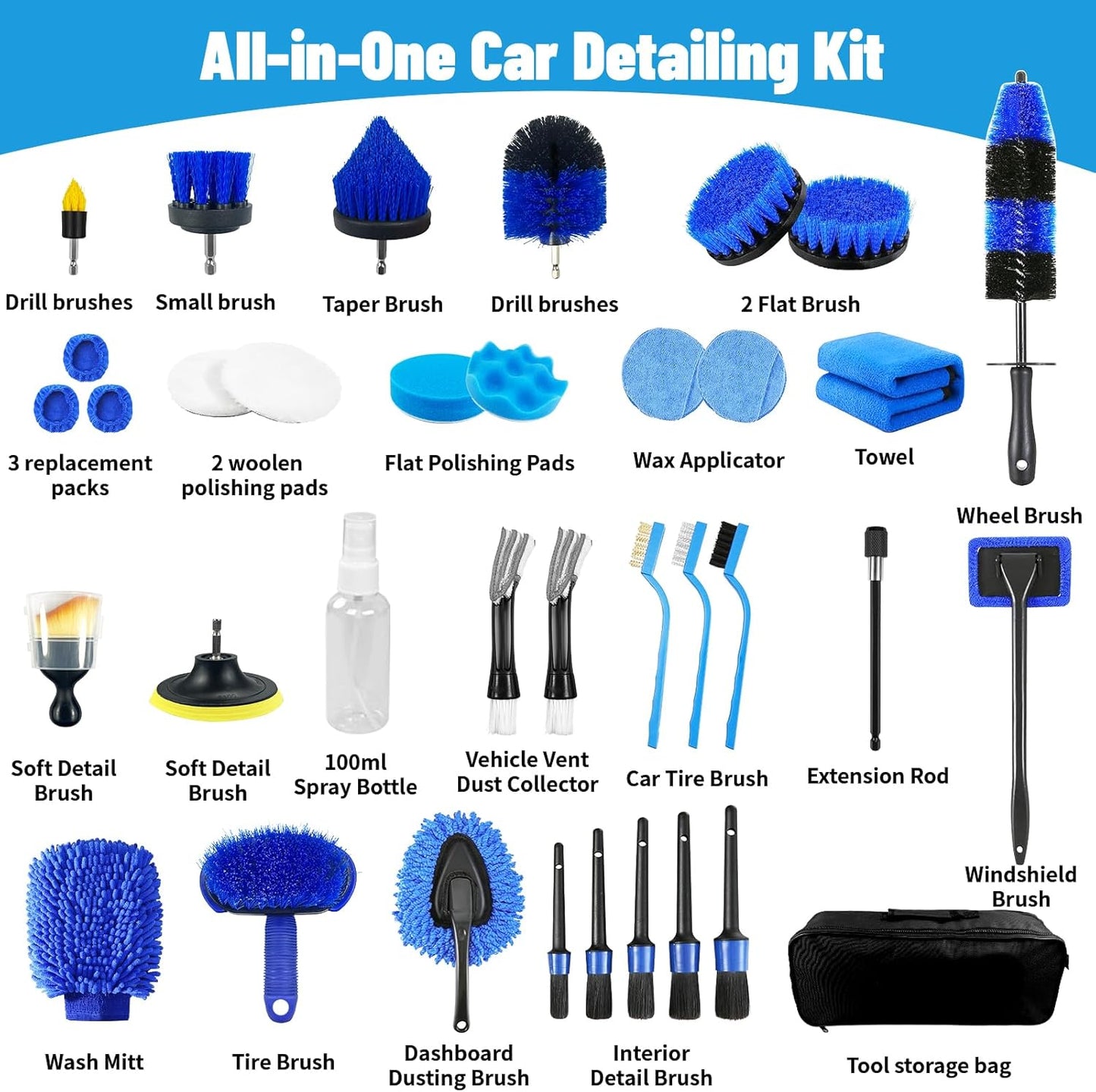 Car Detailing Kit,36pcs Car Detailing Brush Set,Car Cleaning Kit with Professional Car Detailing Brush Set,Auto Detailing Brush Set,Car Wash Kit,Car Detailing Kit Interior Exterior Wheels Cleaner