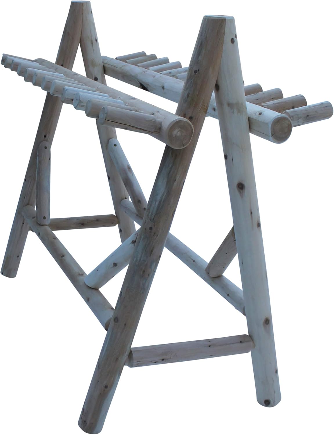 22-Place Freestanding Ski Log Racks, Pole Ski Holders, Garage Racks for Organization, Pole Stands, Snowboard Rack Garage, Snow Skis Sports Storage - Natural + 15" Anchor Kit