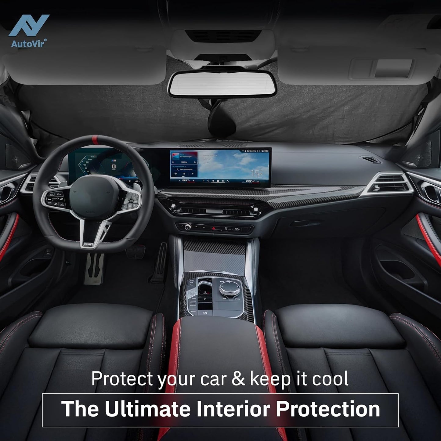 Foldable Windshield Sun Shade for Car – 240T Reflective UV and Heat Shield with Storage Bag | Keeps Interior Cool | Universal Fit for Sedans, SUVs, and Trucks – Medium (64" x 32")