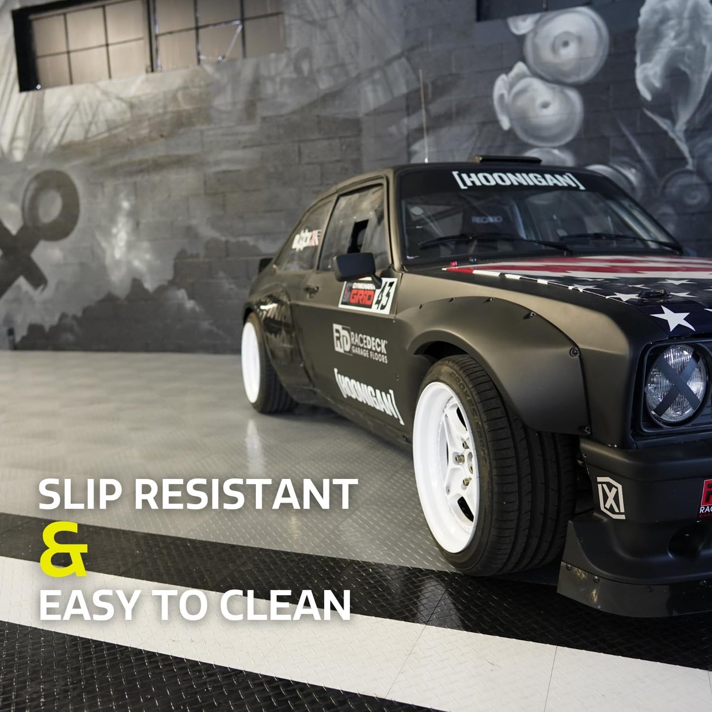 Big Floors RaceDeck Diamond Plate Design, Durable Interlocking Modular Garage Flooring Tile (Orange, 24 Pack of 12 x 12" Tiles)