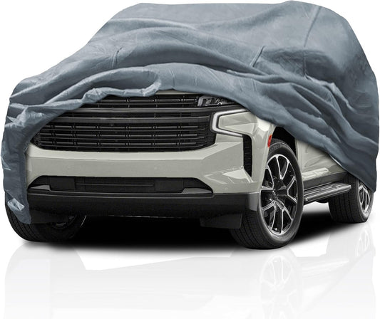 Supreme Full Car Cover - Semi Custom Fit for Chevrolet Tahoe 4-Door SUV (2000-2006) | All-Weather Protection: Waterproof, Dustproof, Windproof, UV-Resistant | Includes Accessories