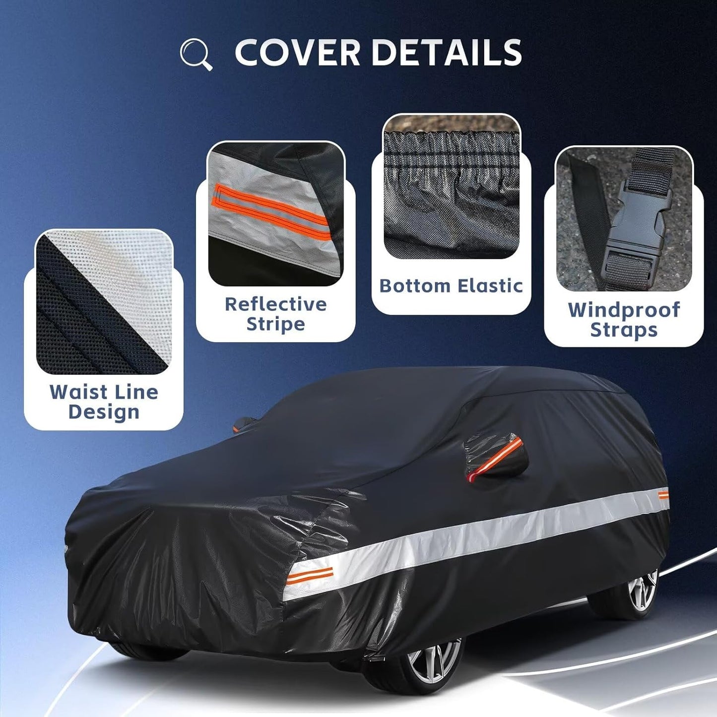 10 Layers SUV Car Cover Custom Fit for Genesis GV80 (2021-2025), Waterproof All Weather for Automobiles, Outdoor Full Cover Sun Dust Rain Protection with Cotton. Black