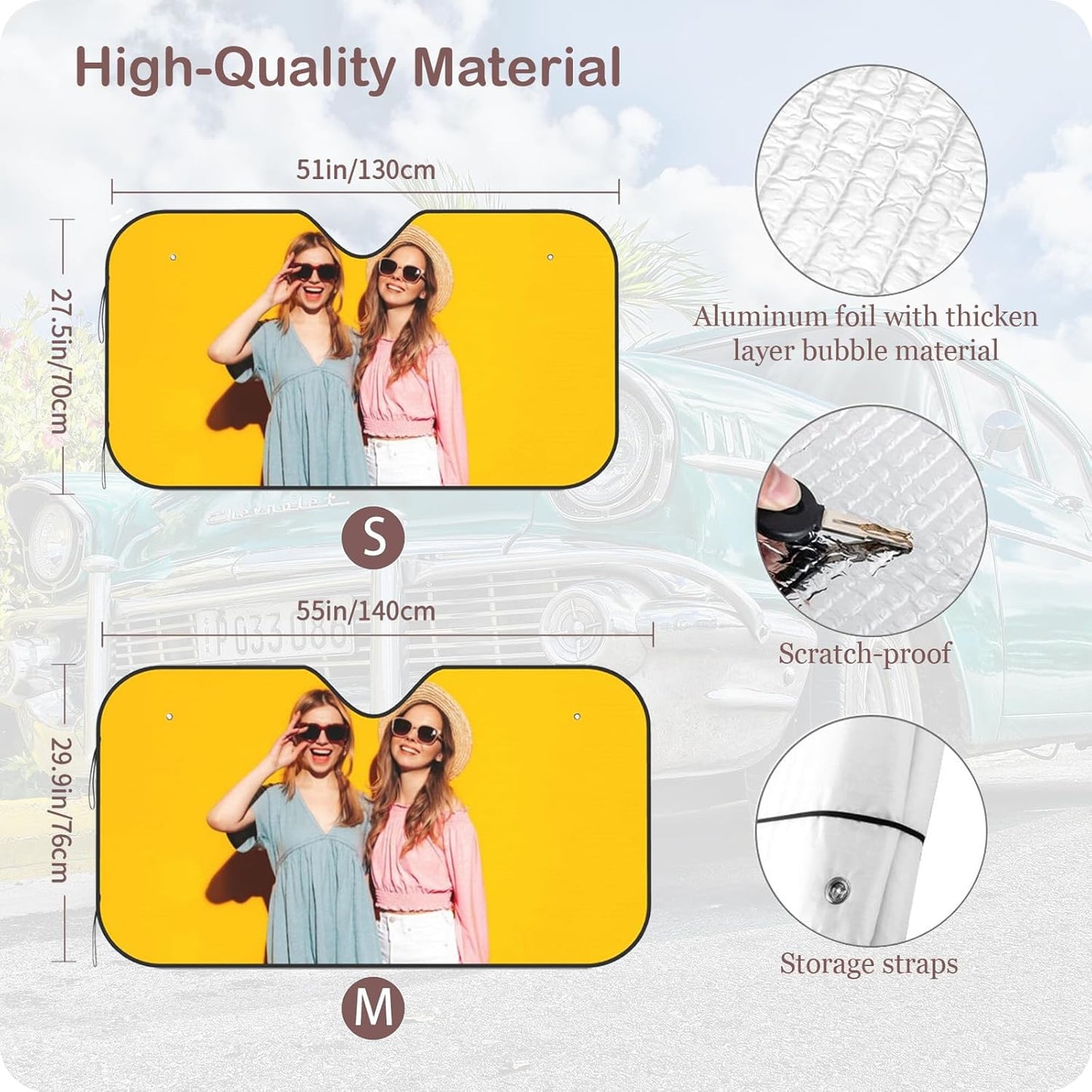 Custom Windshield Sun Shade for Car Personalized Window Sunshades Add Your Photo Logo Text Image Customize Car Sun Visor Foldable UV Ray Sun Protector for Sedans SUV Trucks (M)