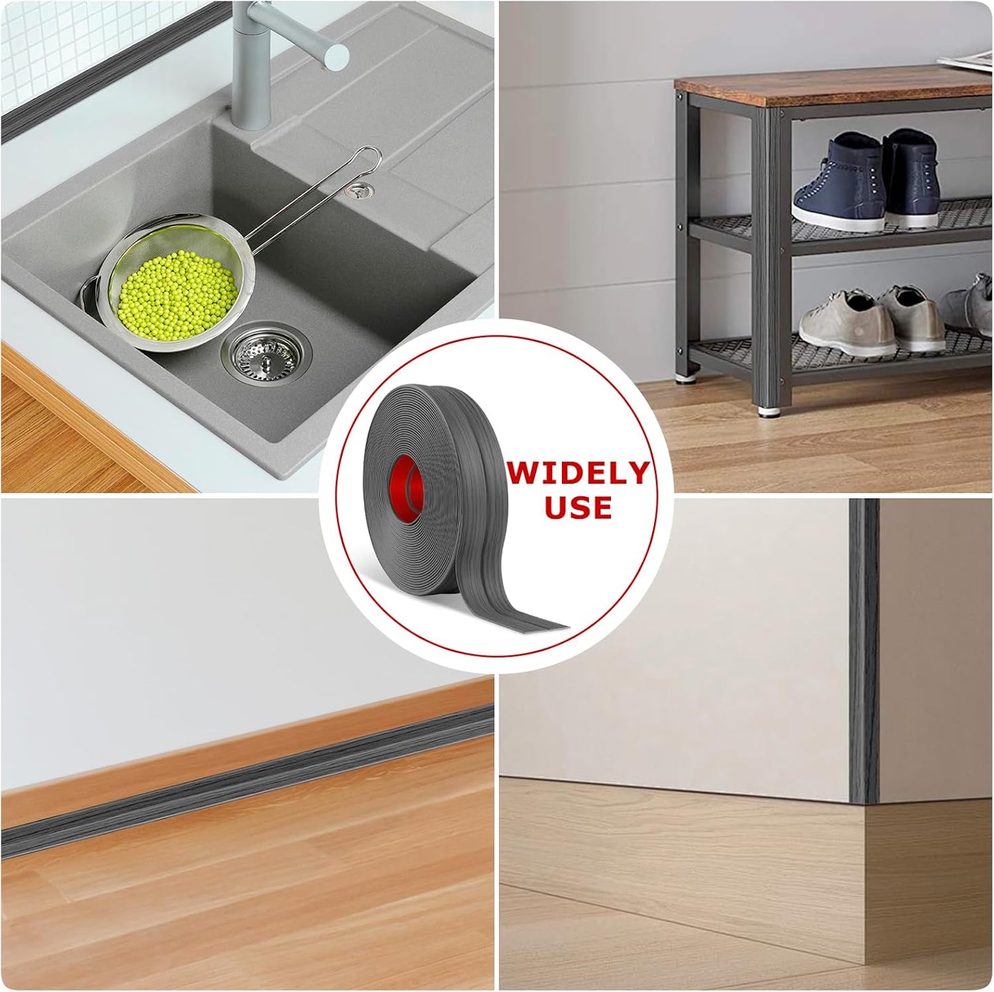 Flexible Wall Corner Protector Moulding Trim Peel and Stick Wall Corner Guards Edge Protector Self Adhesive Molding Trim Strip for Edge Ceiling (Deep Gray Wood Grain, 1.6 in x 10 Ft)