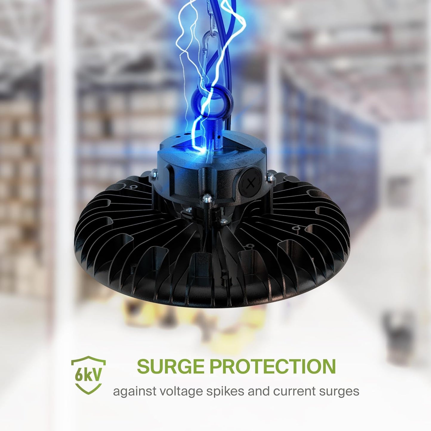 ASD LED High Bay UFO Light Fixture, Commercial Shop Lighting | Dimmable, IP69K Waterproof, DLC Premium, UL Listed | 150W 23000LM 5000K 100-277V | Warehouse, Garage, Workshop, Barn Lamp | Black