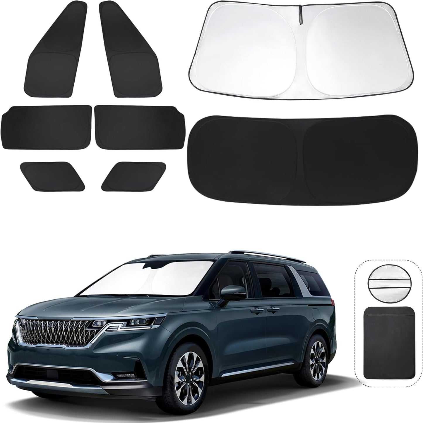 TINGLU Window Shades for Kia Carnival 2022 2023 2024 2025 Accessories Car Side Full Windows Rear Triangular Windshield Sun Shade Sun UV Rays & Privacy Protection for Camping,Napping,and Relaxing 8PCS