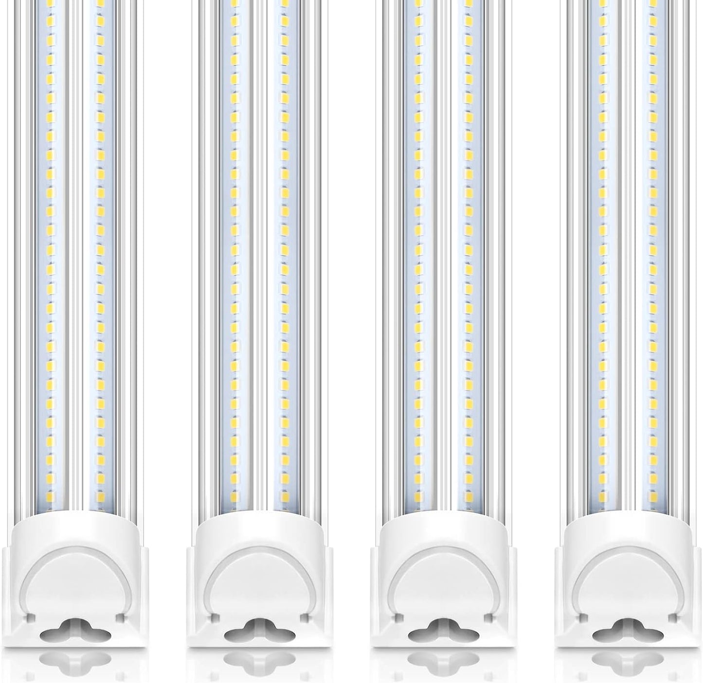 Barrina 8FT LED Shop Light, 100W 15000LM 5000K, Clear Cover Linkable LED Tube Lights, V Shape Integrated T8 LED Lighting, LED Light Fixtures for Garage, Warehouse, Workshop, ETL Listed, 4 Pack