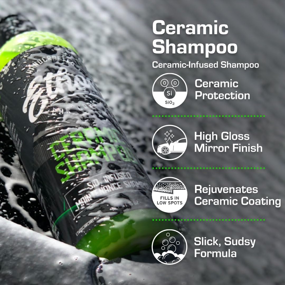 Ceramic Car Shampoo - Car Wash For Ceramic Coatings - Car Wash Soap - Adds Hydrophobic Protection | Enhances Coatings, Waxes Or Sealants | Incredible Shine
