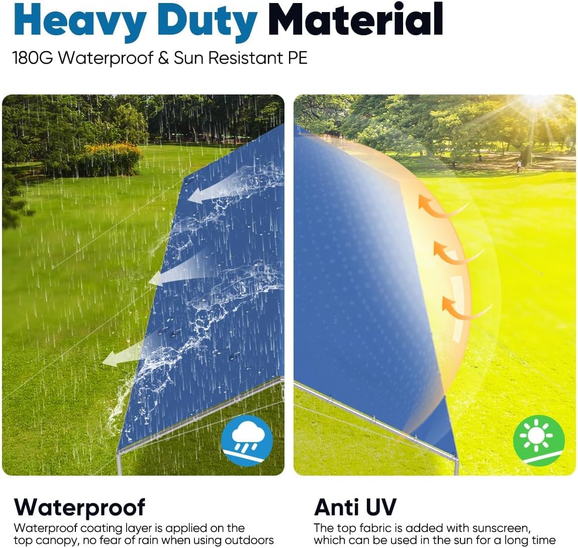 Quictent 10x20 ft Heavy Duty Car Canopy Galvanized Frame Carport Outdoor Party Tent Boat Shelter with 3 Reinforced Steel Cables - Blue