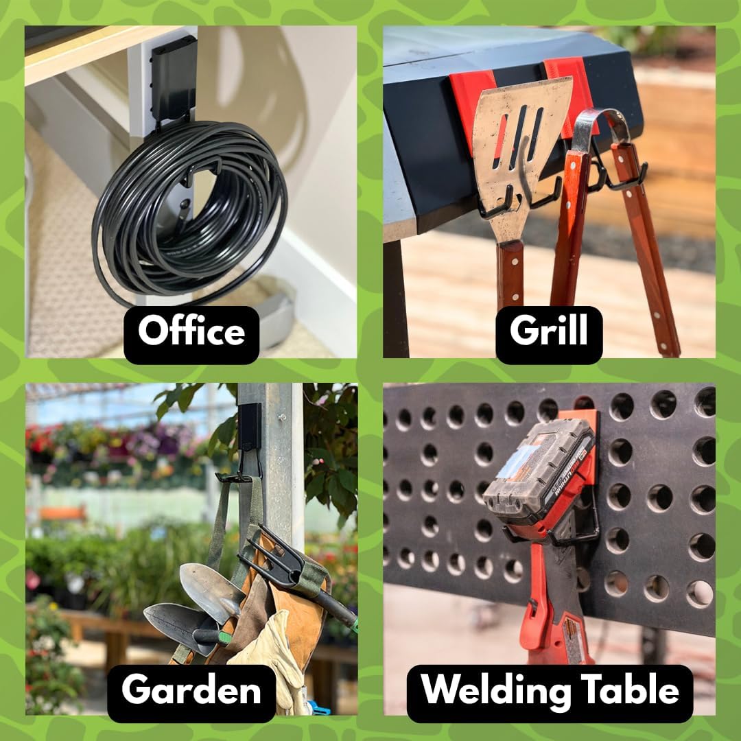 GATOR MAGNETICS MEGA 3" and 4.5" Open Hook 4 Pack - Magnetic Heavy Duty Garage Hooks with 45 lb Hold for Steel Surfaces - Garage Organization for Tools, Ladders, Weed Eaters, and More