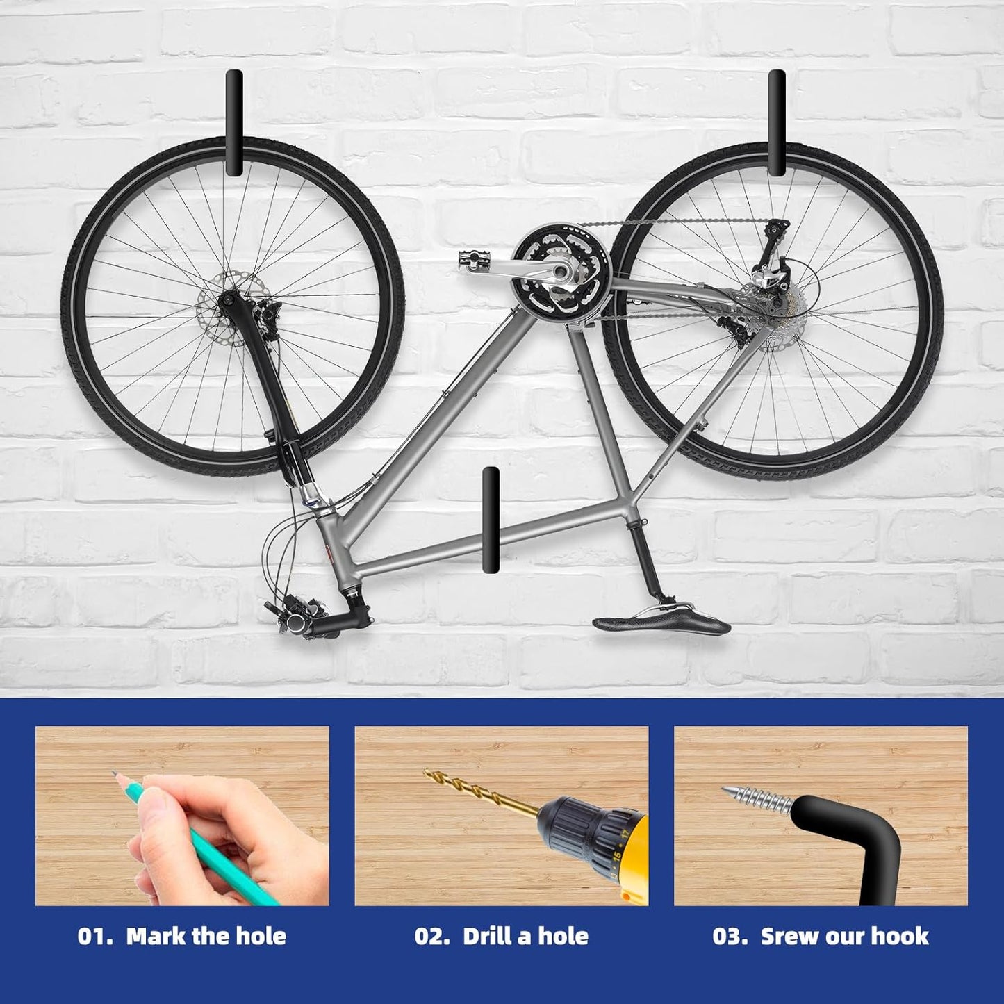 10 Pcs Ladder Hook Screw in Storage Hanger, Wall Mount Garage Storage Hooks Heavy Duty Shelf Organizer for Bike, Foldable Chair, Ladder