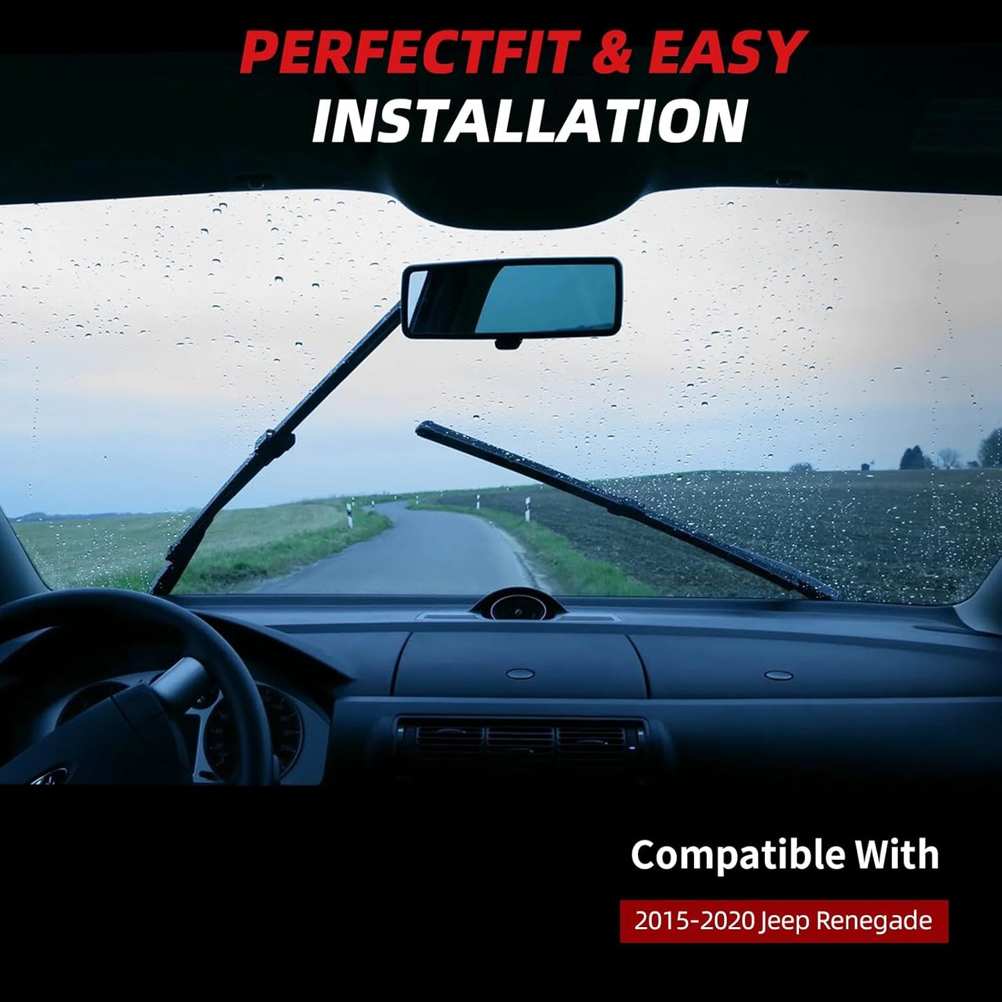 OTUAYAUTO Premium Windshield Wiper Blades - Replacement for Jeep Renegade 2015-2023 - Precision Fit, All-Weather Performance, Front and Rear Wiper Blades, Top Lock - 22"+20"+10" (Pack of 3)