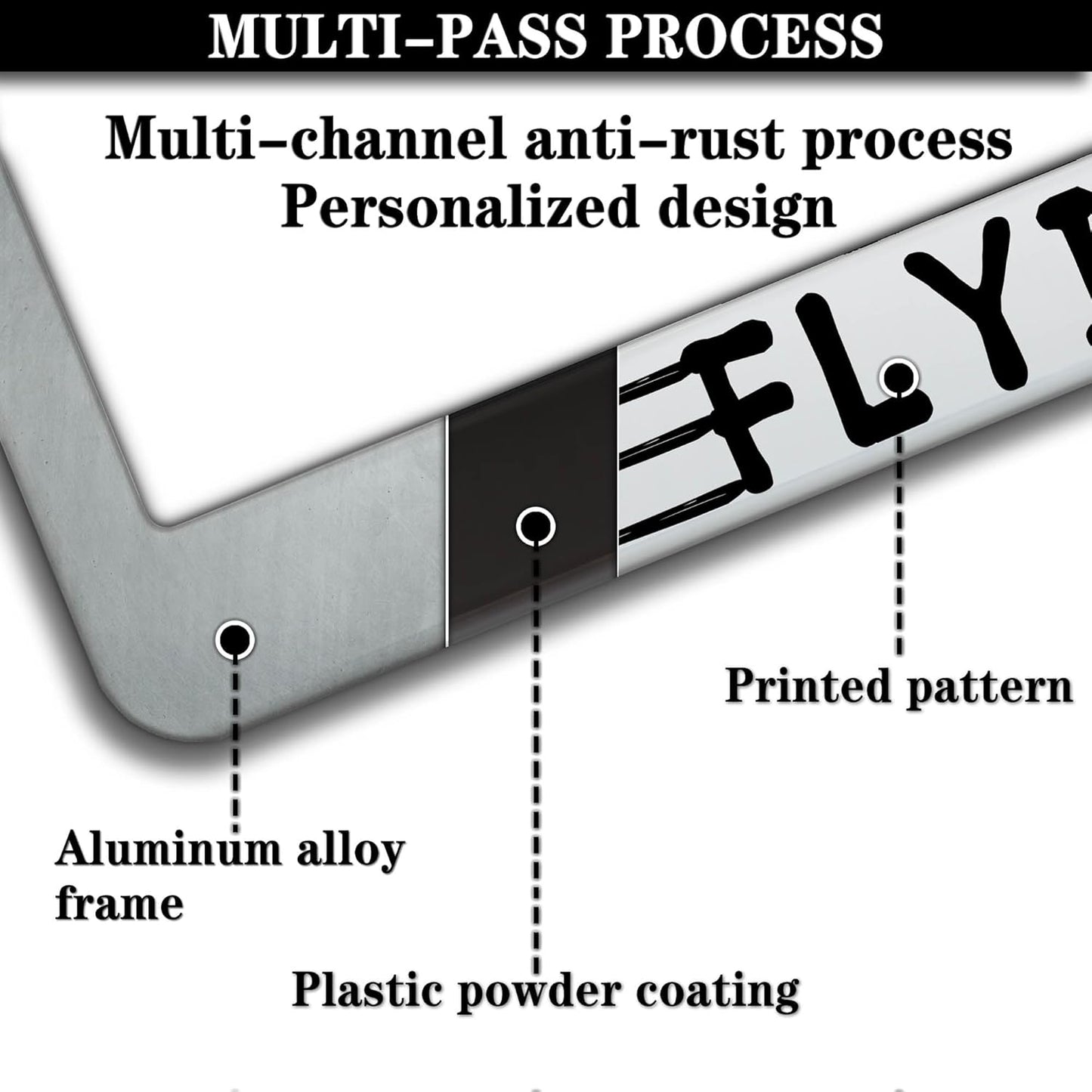 License Plate Frames Black and White Automotive Exterior Accessories Life is Better Flying Aluminum Metal Car Accessory 2 Pack with Screw Covers Set