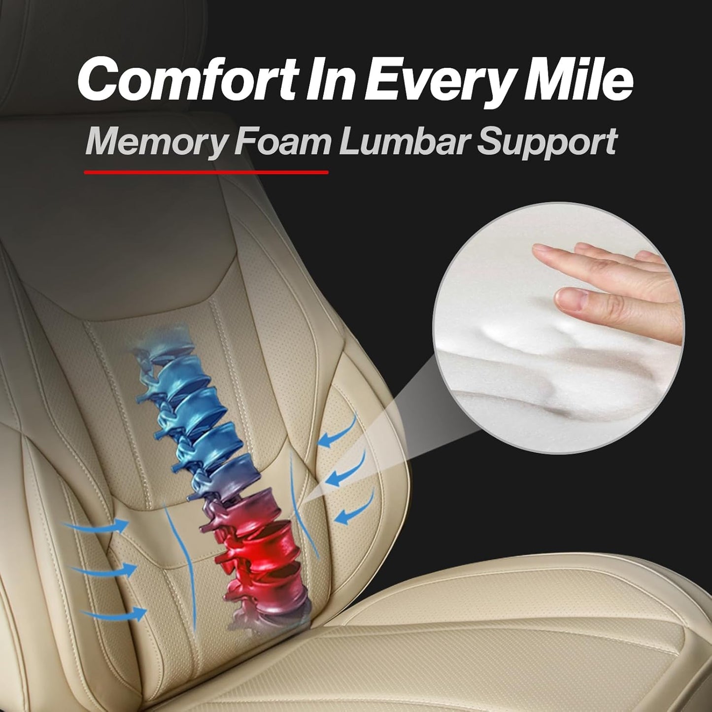 Coverland Custom Car Seat Covers Compatible with 2024-2025 Tacoma Xtra Cab, Double Cab - Premium Leather Non-Slip Waterproof Custom Interior Protector Full Set-Beige [See Size Chart-Size X143]