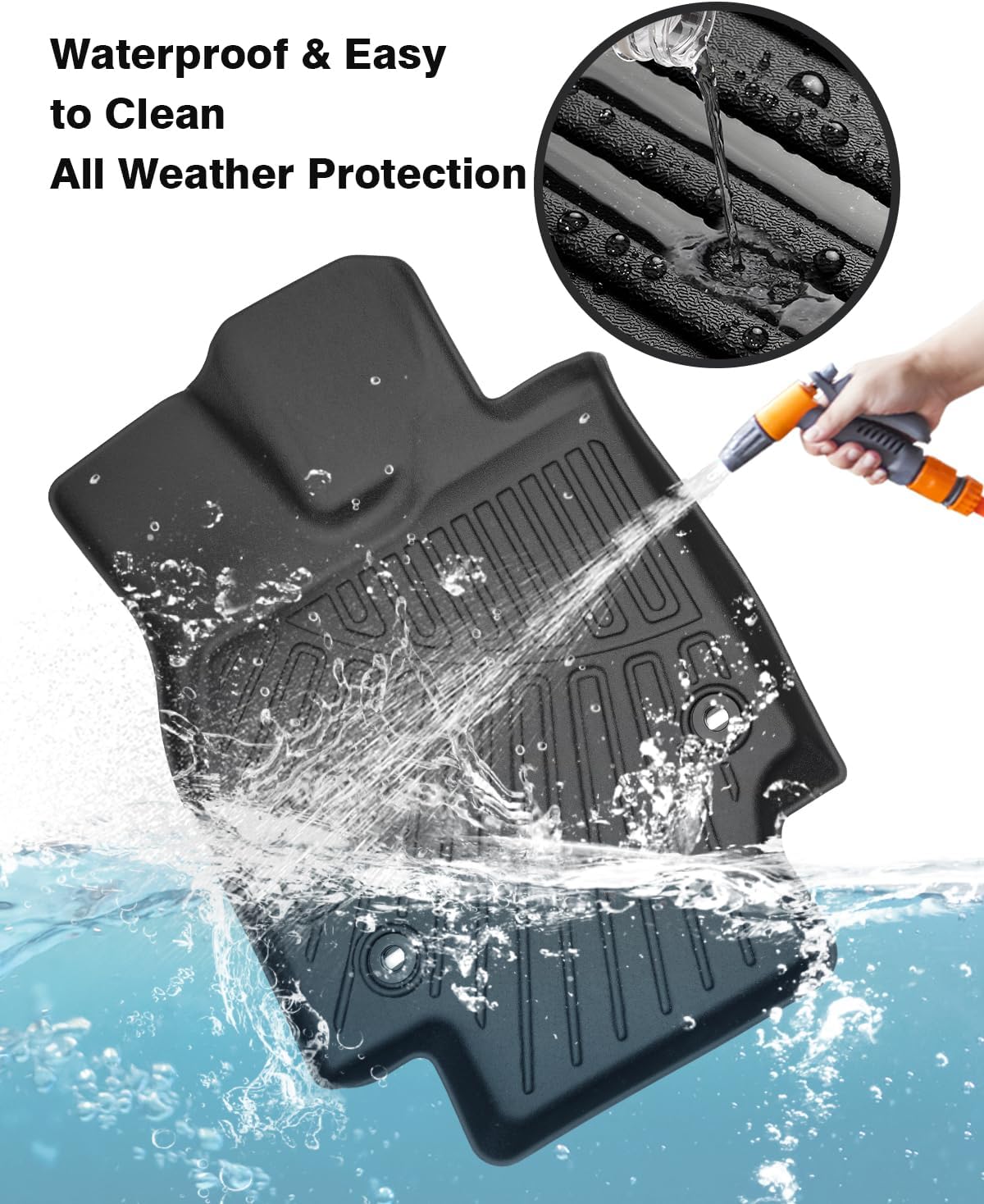 Powerty Floor Mats for 2023 2024 2025 Toyota Crown Accessories All Weather Floor Liner 3D TPE 1st & 2nd Row Floor Mat Heavy-Duty Floor Liners