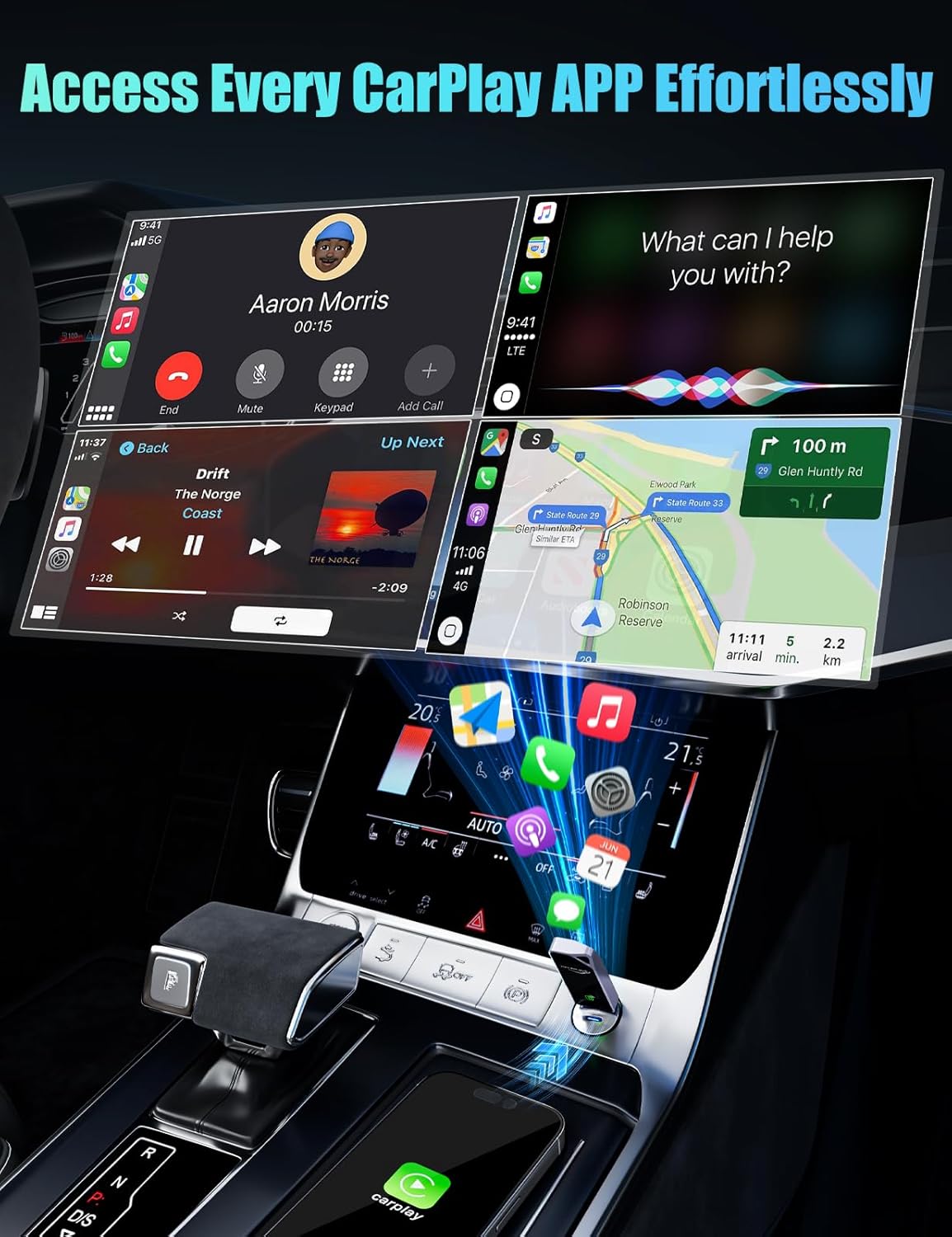 ZIUMIER Wireless CarPlay Adapter, Convert OEM Wired to Wireless CarPlay Dongle, Mini Edition, Plug and Play, No Latency, Compatible with Apple iPhone iOS 10+ & Cars from 2016+