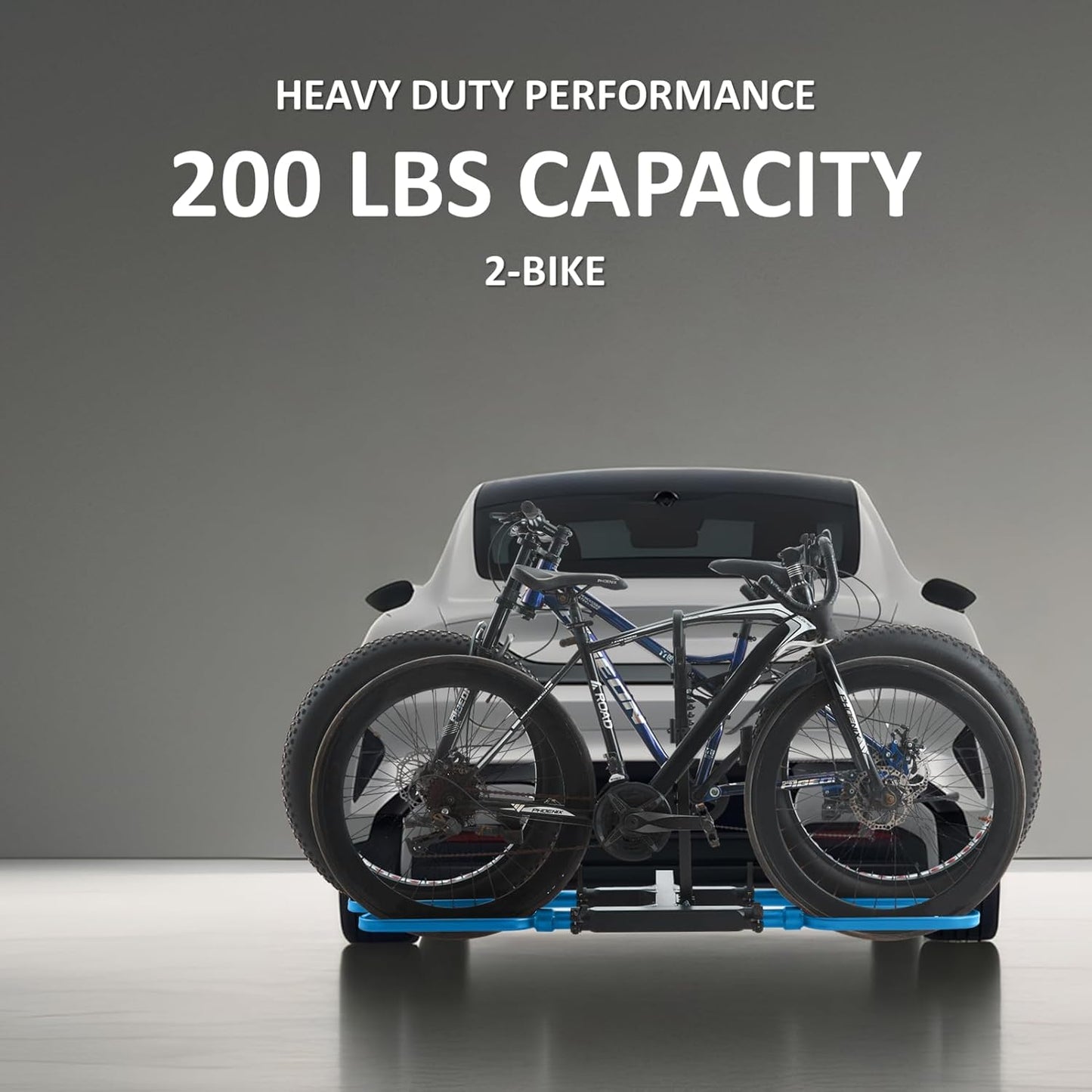 Trailer Hitch Bike Rack for Car 2 Bikes, E Bike Carrier Hitch Mount 2 Bike, Fat-Tire Ebike Rack for Tow Hitch, Fits 2" Receiver for SUV Truck Rv Van (2 Bike - 200 Lbs Cap - Blue)