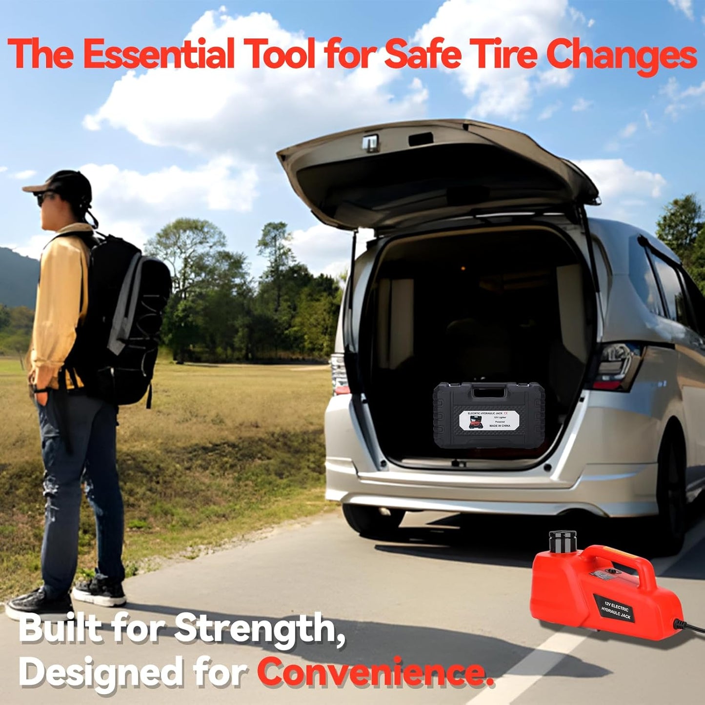 Electric Car Jack 5 Ton 12V Hydraulic Jack Portable Car Lift Floor Jack Stand for Sedans SUV MPV Sedan Truck Change Tires Garage Repair Roadside Emergency Kit