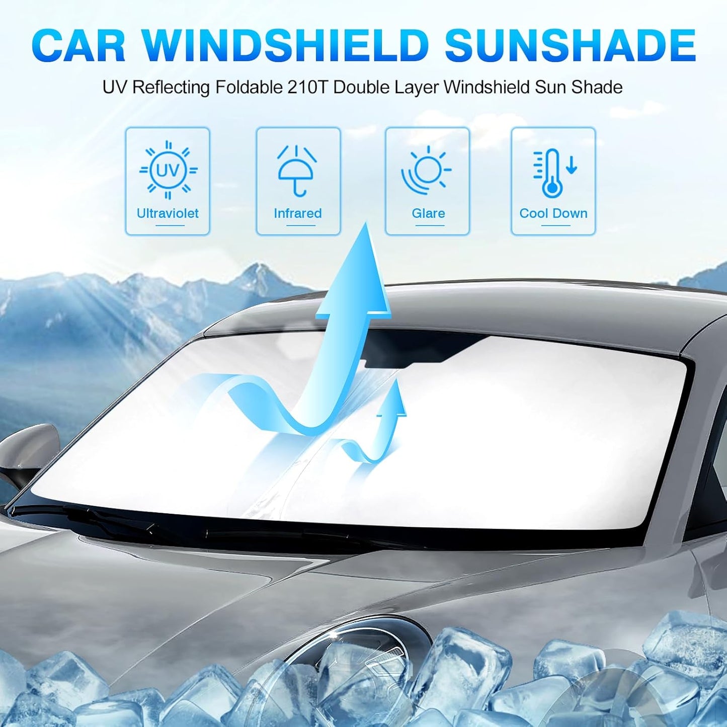 KUST Windshield Sun Shade for 2012-2019 Porsche 911 Coupe Accessories Custom Fit Sunshade Sun Visor Protector Foldable Blocks UV Rays Keep Your Car Cooler
