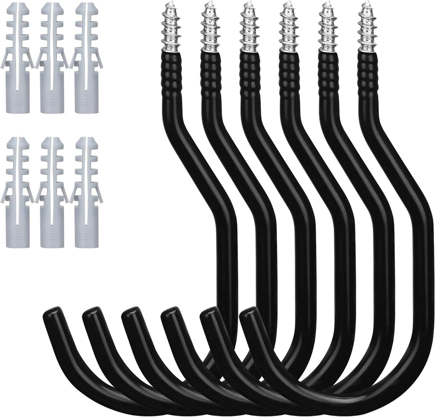 HORUSDY 6 Pack Heavy Duty Bike Hooks - 7.5 inches, 100LBS Capacity for Garage Wall and Ceiling