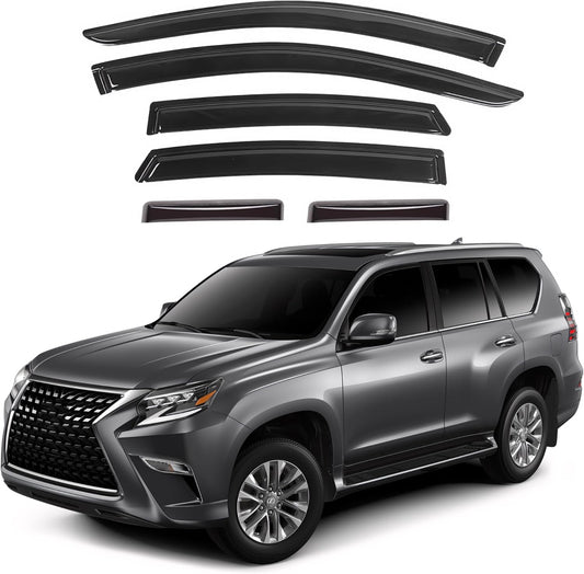 KPY Window Visor Compatible with Lexus GX460 2010-2023, 6PC Rain Guard Side Window Vent Deflectors Tape-On Style, 2010 2011 2012 2013 2014 2015 2016 2017 2018 2019 2020 2021 2022 2023
