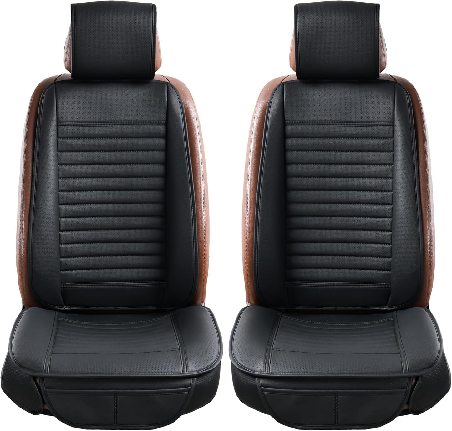 Universal Leather Car Seat Covers Full Set, Car Seat Cushion Covers Protector for Cars SUV Pick-up Truck Van Interior Accessories(Black)