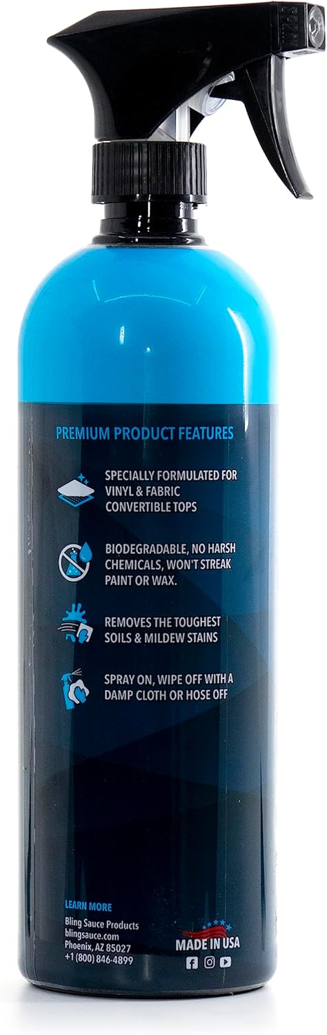 Bling Sauce Platinum: Topless Sauce, The BEST Convertible & Soft Top Cleaner for Cars, Trucks, 4x4s, Jeeps, Broncos. Designed for any Vinyl or Fabric Top. Spray On, Brush, Hose Off. 24oz