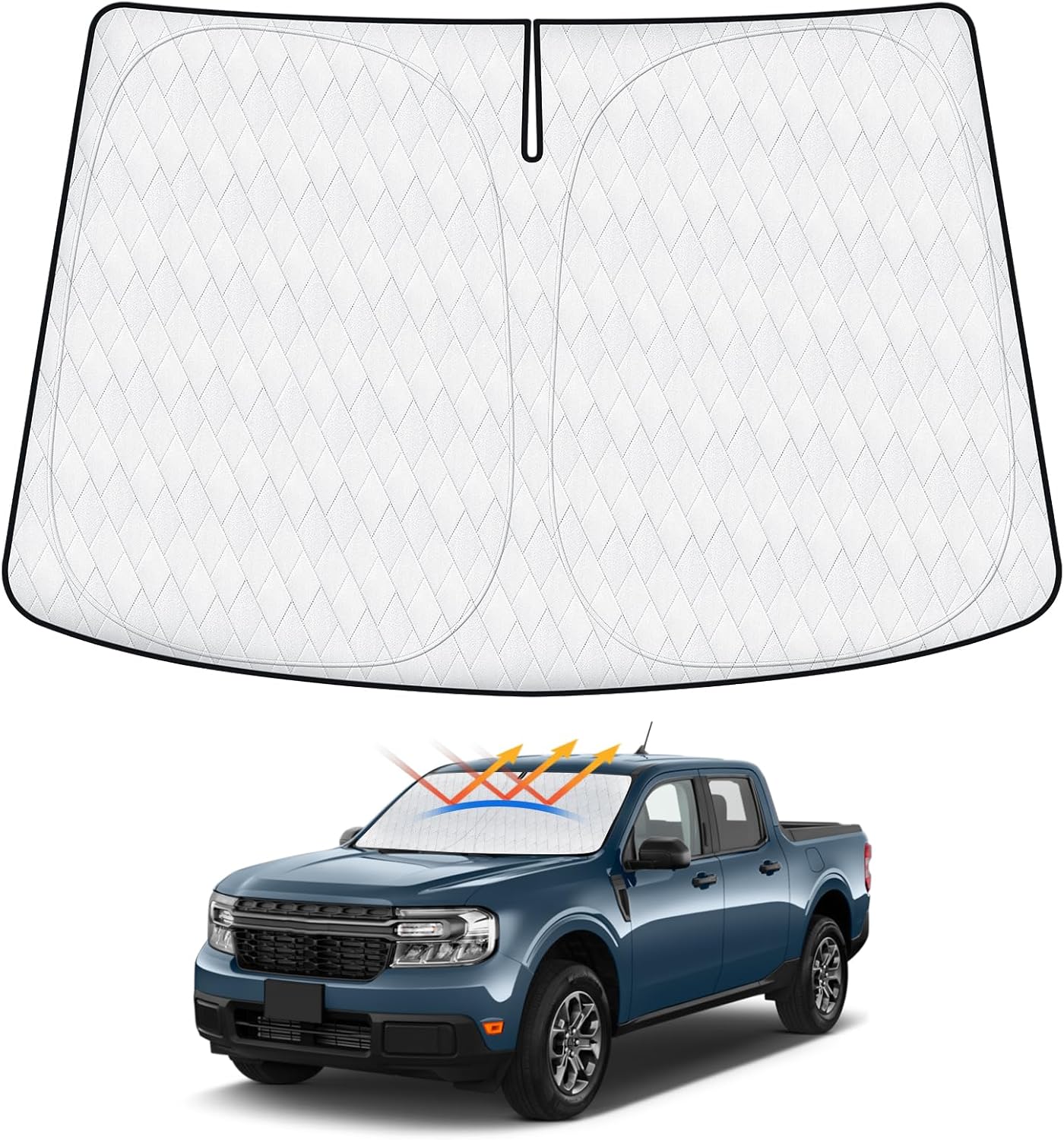 Non-Peeling Sun Shade Fits for Ford Maverick 2022 2023 2024 2025 Ford Maverick Accessories Foldable Car Front Window Sunshade Windshield Sunshade UPF 50+