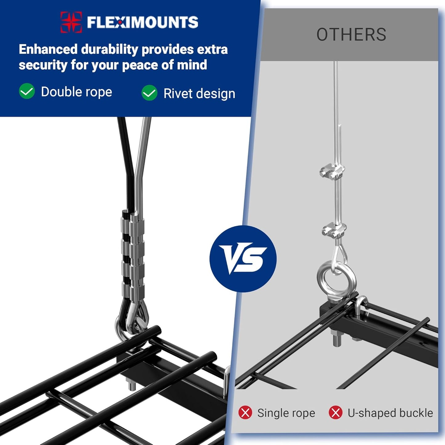 FLEXIMOUNTS Overhead Garage Storage Rack Lift, 4x4 Ft Heavy-Duty Garage Ceiling Storage Racks, Adjustable Organization System With 71'' L Axle, 300lbs Load Capacity, Flat Black