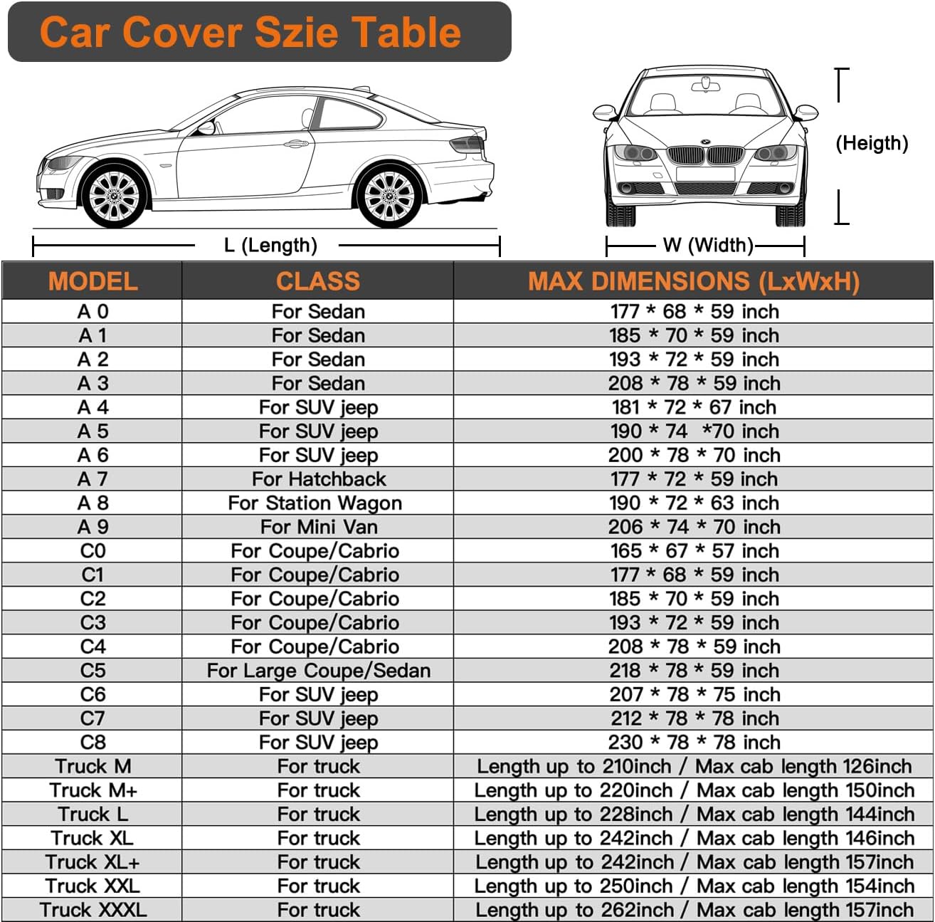Kayme Car Cover Waterproof All Weather, Full Exterior Cover Outdoor Sun Protection with Zipper, Universal Fit for BMW E46 E36 E30, VW EOS, Nissan 350Z 370Z Versa, Hyundai Accent,etc (Up to 177 inch)