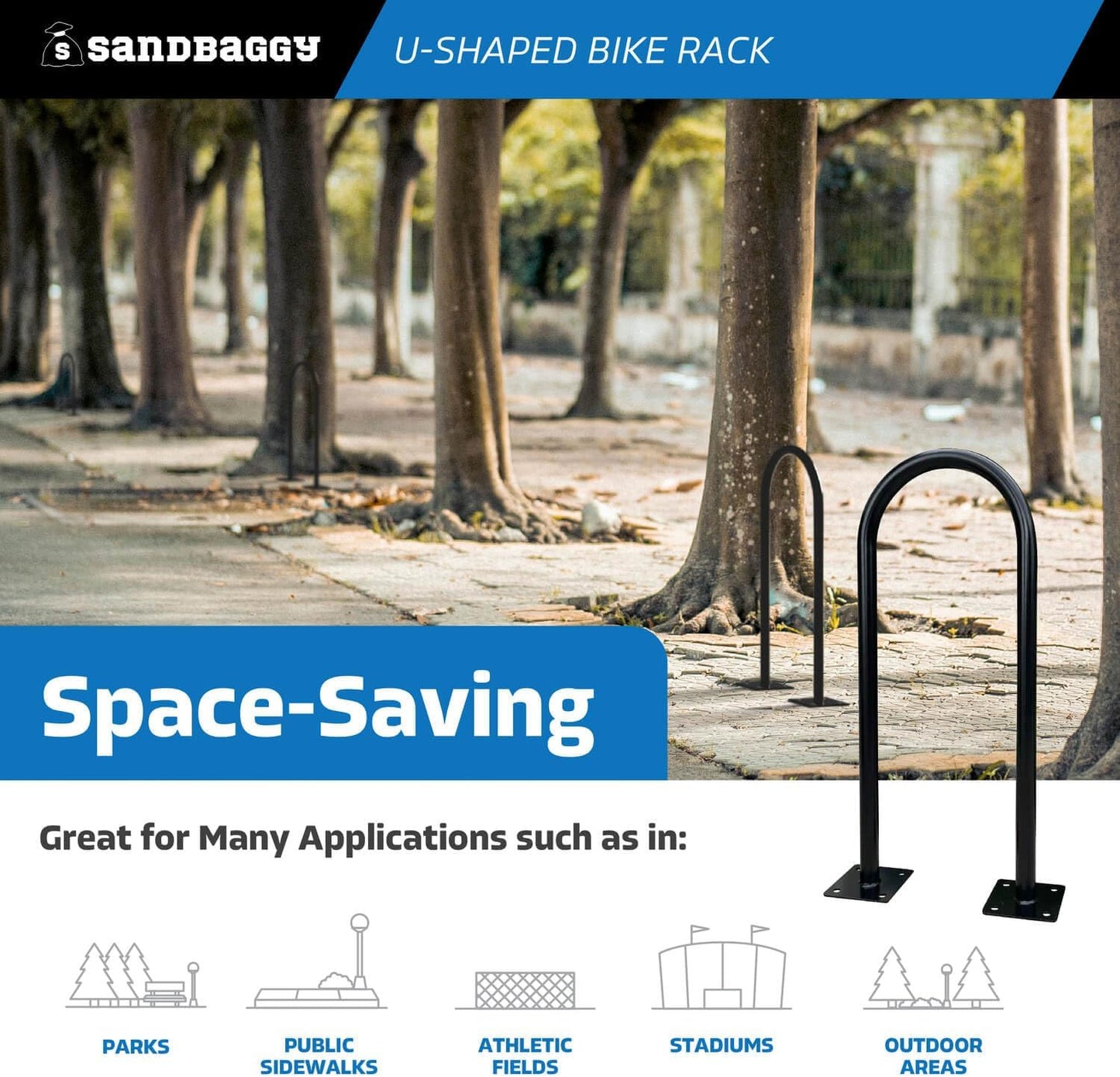 Sandbaggy U Shaped Bike Rack - Outdoor, Commercial - Galvanized Steel - Surface/Ground Mounted (1, Orange)