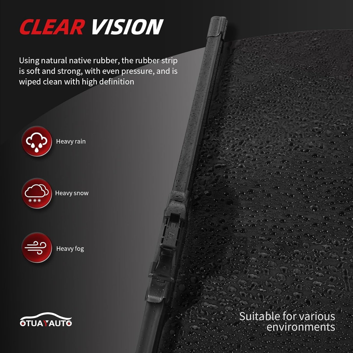 OTUAYAUTO Premium Windshield Wiper Blades - Replacement for Ford Focus 2012-2018 - Precision Fit, All-Weather Performance, Front and Rear Wiper Blades, Pinch Tab - 28"+28"+12" (Pack of 3)