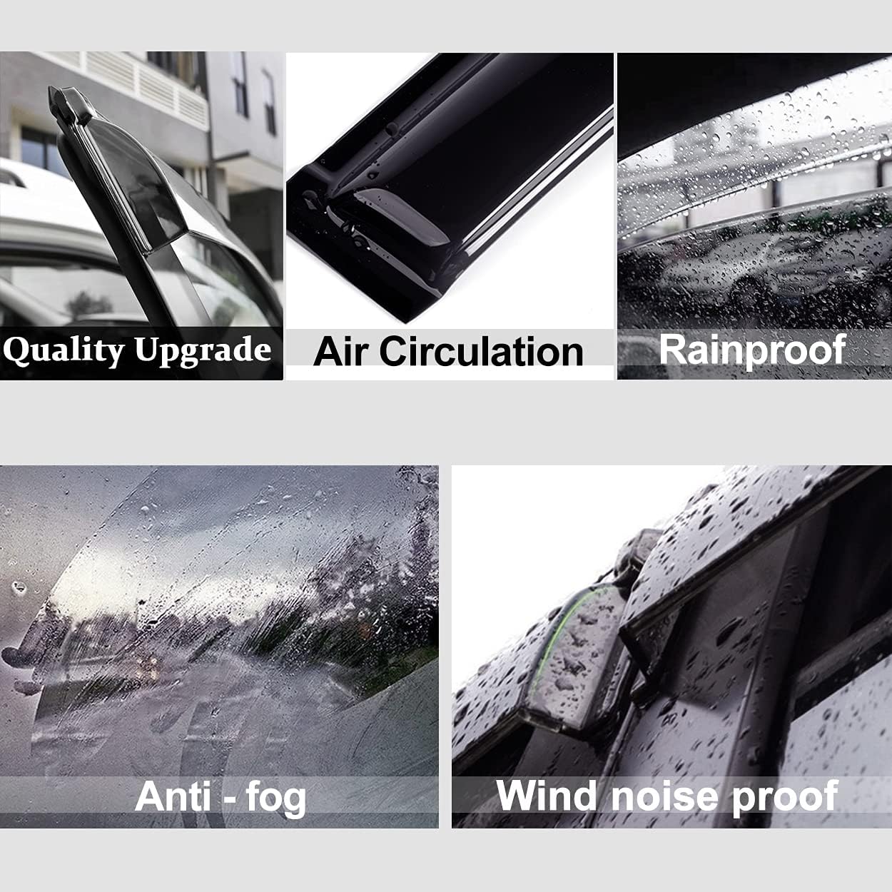 94808 Side Window Visors Wind Vent Deflector fit for 1997-2003 Ford F150/Ford F250 Extended (Super) Cab with 2 Half Size Rear Doors,4pcs Outside Mount Style Sun Rain Guards Set