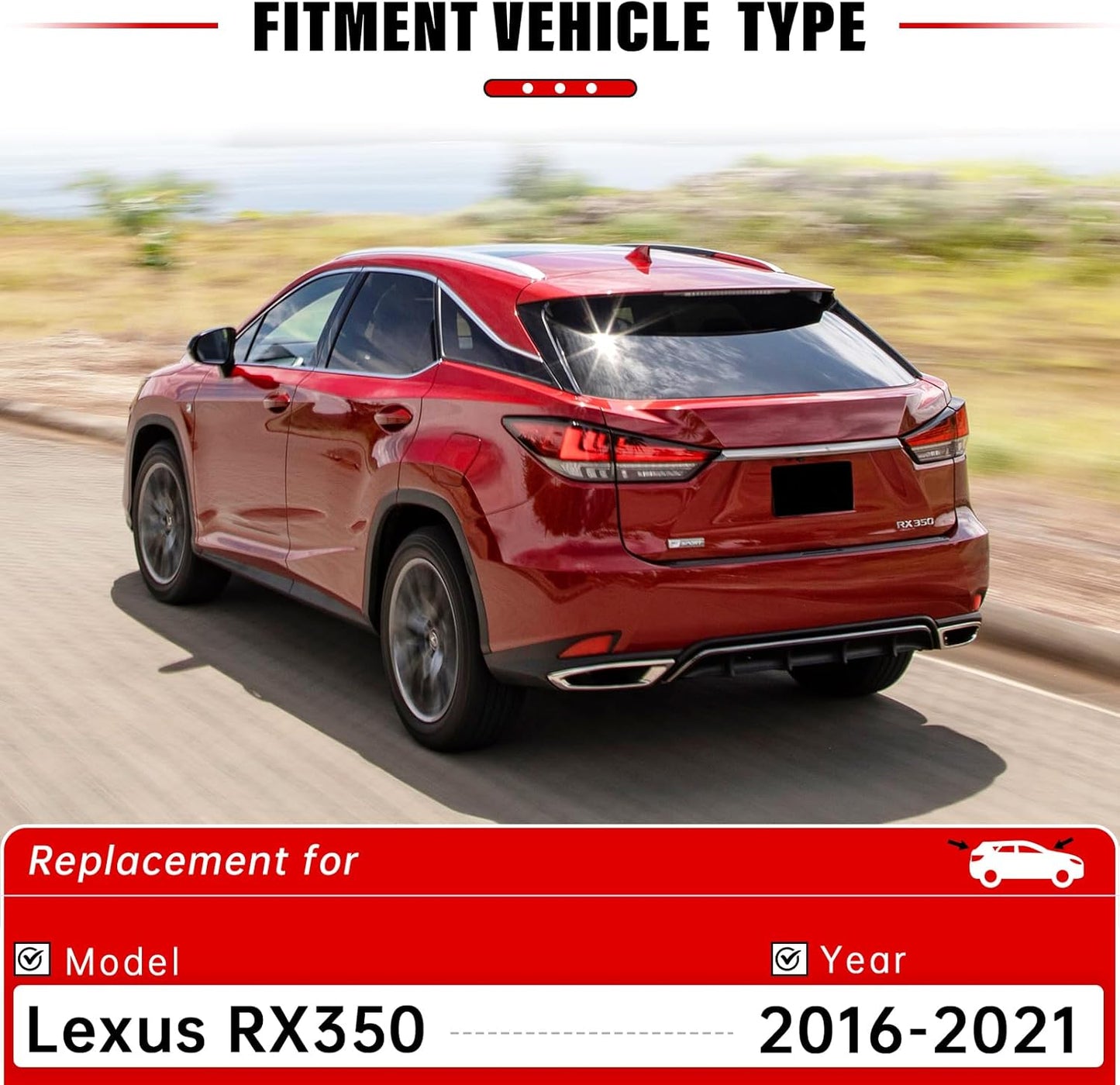 Windshield Wiper Blade Set Replacement for Lexus RX350 2016 2017 2018 2019 2020 2021 Original Equipment Replacement Front Rear Windshield Wiper Blade-26"/20"/16" (Set of 3) Top Lock