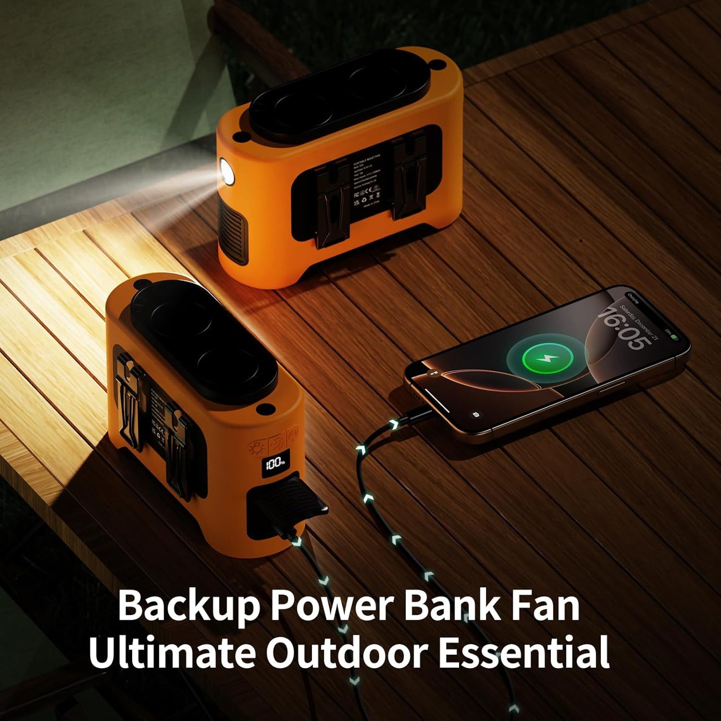 Socool Portable Car Fan - 14500mAh Rechargeable Battery Opearated, Clip on Car Seat Headrest 360 Rotatable, 5-Speed Backseat Fans for Baby Rear Facing Cooling with Dual Air Outlets for SUV RV Truck