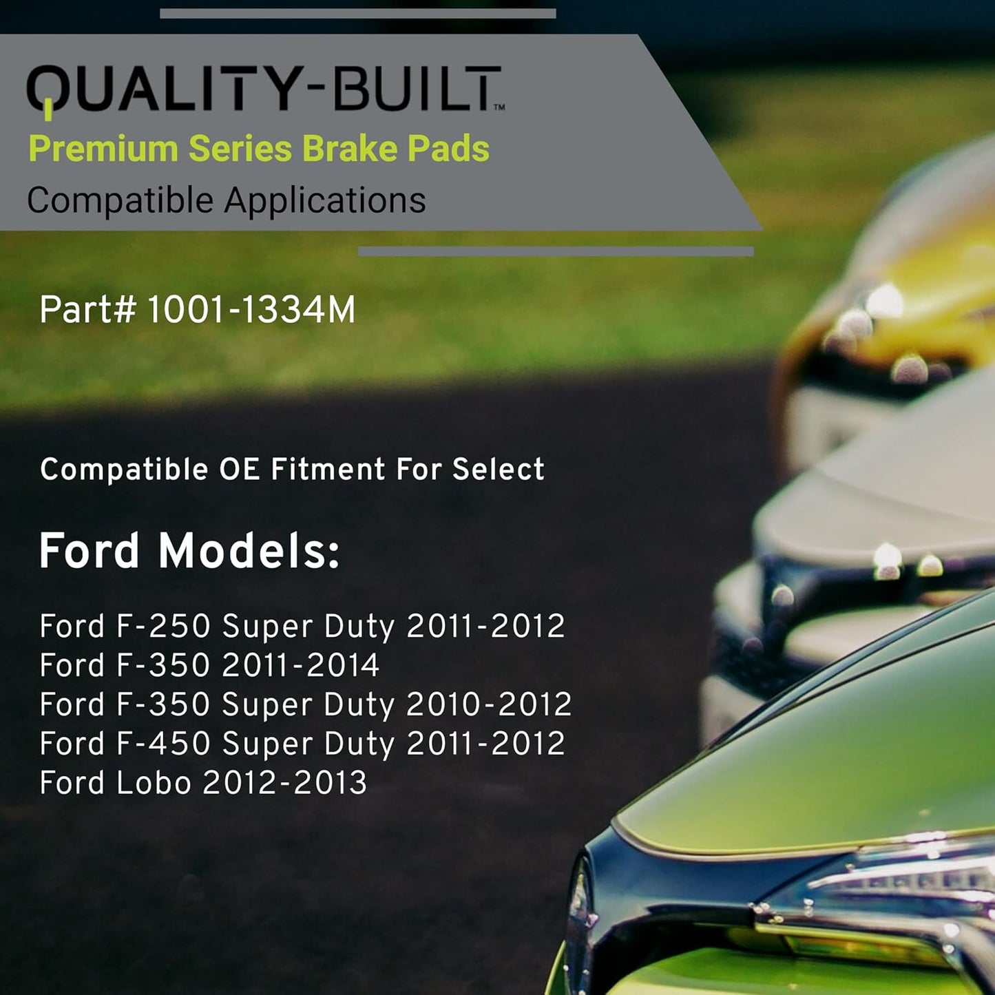 Premium Semi-Metallic Rear Brake Pads (1001-1334M) Compatible with Ford F-250 Super Duty 2012-2011, F-350 2014-2011, F-350 Super Duty 2012-2010, F-450 Super Duty 2012-2011 & More