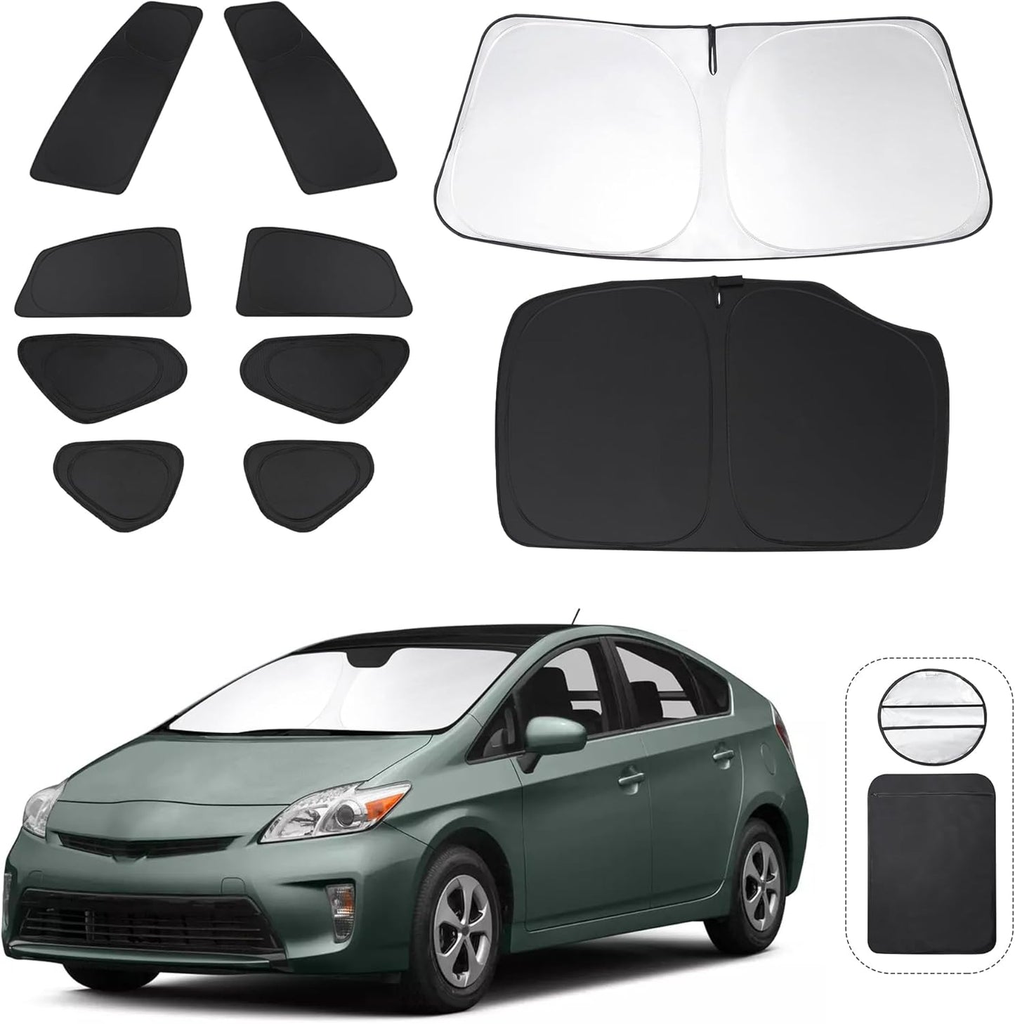 TINGLU Window Shades for Toyota Prius Hatchback 2010-2015 (Not for Prius C or Prius V) Accessories Full Windows Rear Triangular Windshield Sun Shade Sun UV Rays Privacy Protection for Camping 10PCS