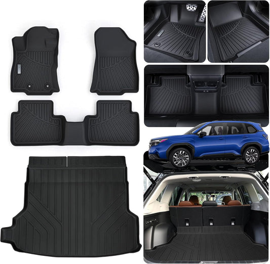 Floor Mats for Subaru Forester 2025 (Non Hybrid) with Trunk Mat TPE All Weather Protection Car Floor Liners with Cargo Liners-Black