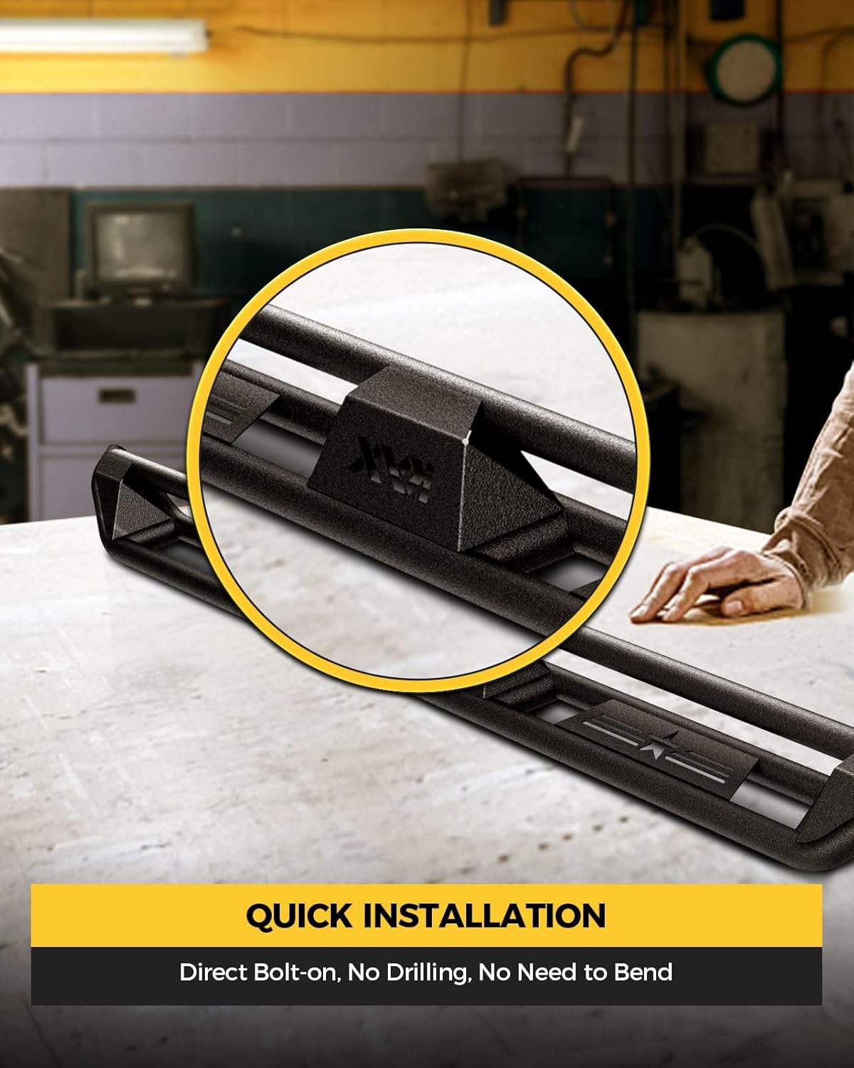 KYX Running Boards & Steps Nerf Bars Fit for 2019-2025 Chevy Silverado GMC Sierra 1500; 2020-2025 2500 3500HD | Crew Cab | A Pair Car Door Side Steps Nerf Bars Truck Boards Step Rails-Triple Tube