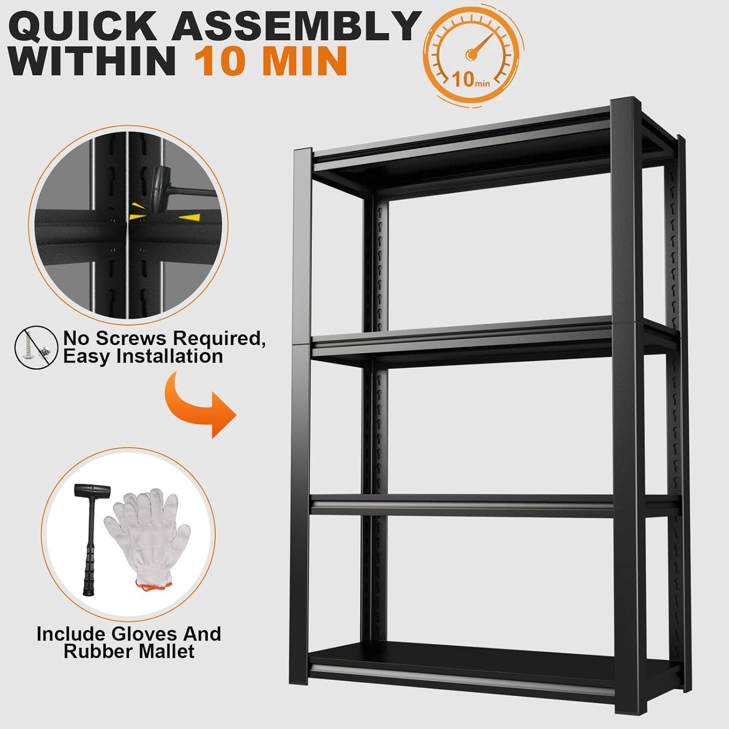 Storage Shelves,Small Shelves Unit and Storage,4 Tier Metal Shelf with Adjustable Shelves,Metal Storage Racks Heavy Duty Load 2000lb,Warehouse,Basement,Black