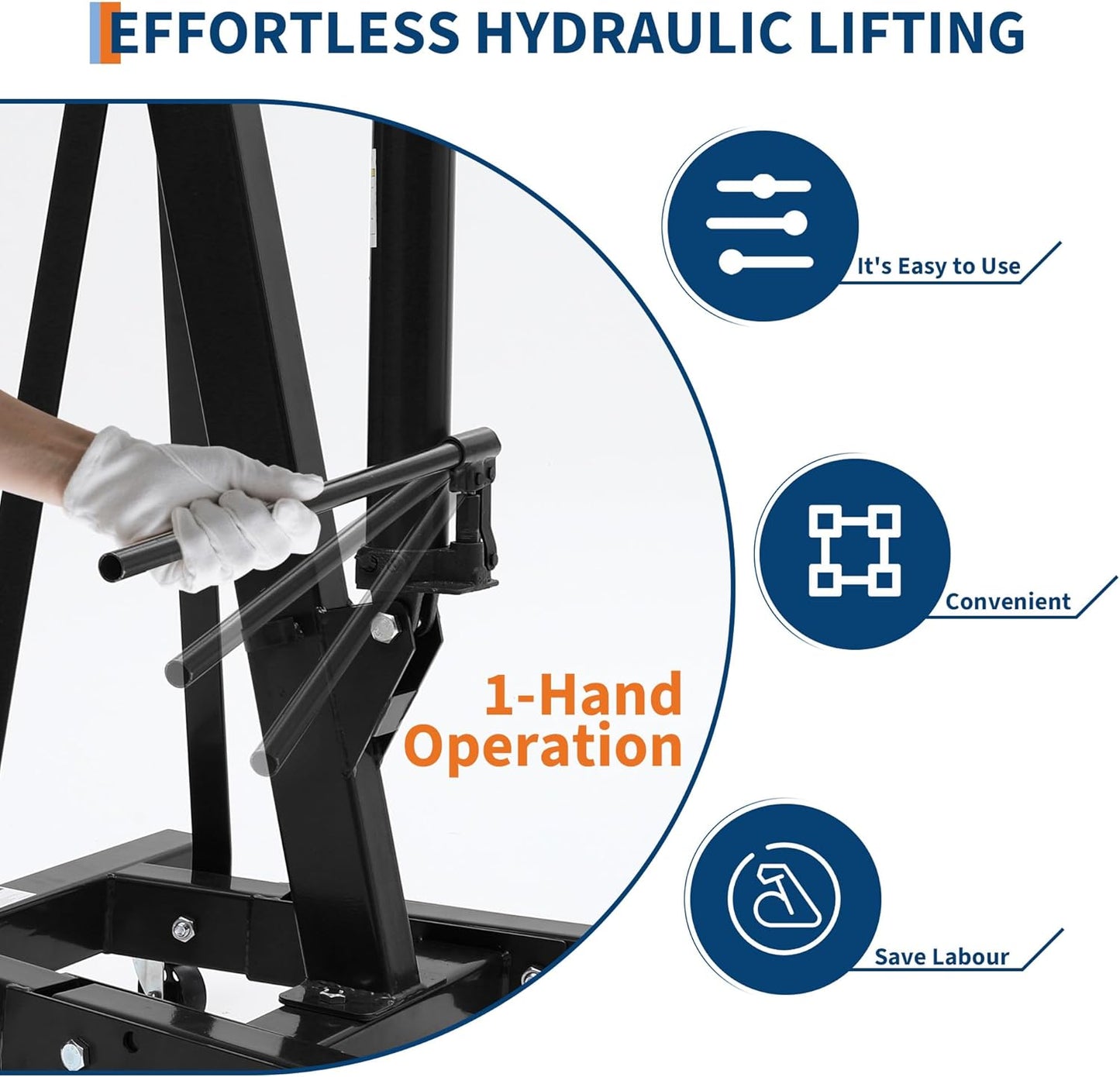 Engine Hoist Cherry Picker, 2 Ton Folding Hydraulic Engine Hoist with Telescopic Boom & 6 Casters, Heavy Duty Shop Crane Lifting Cherry Picker for Workshops Garage, Black