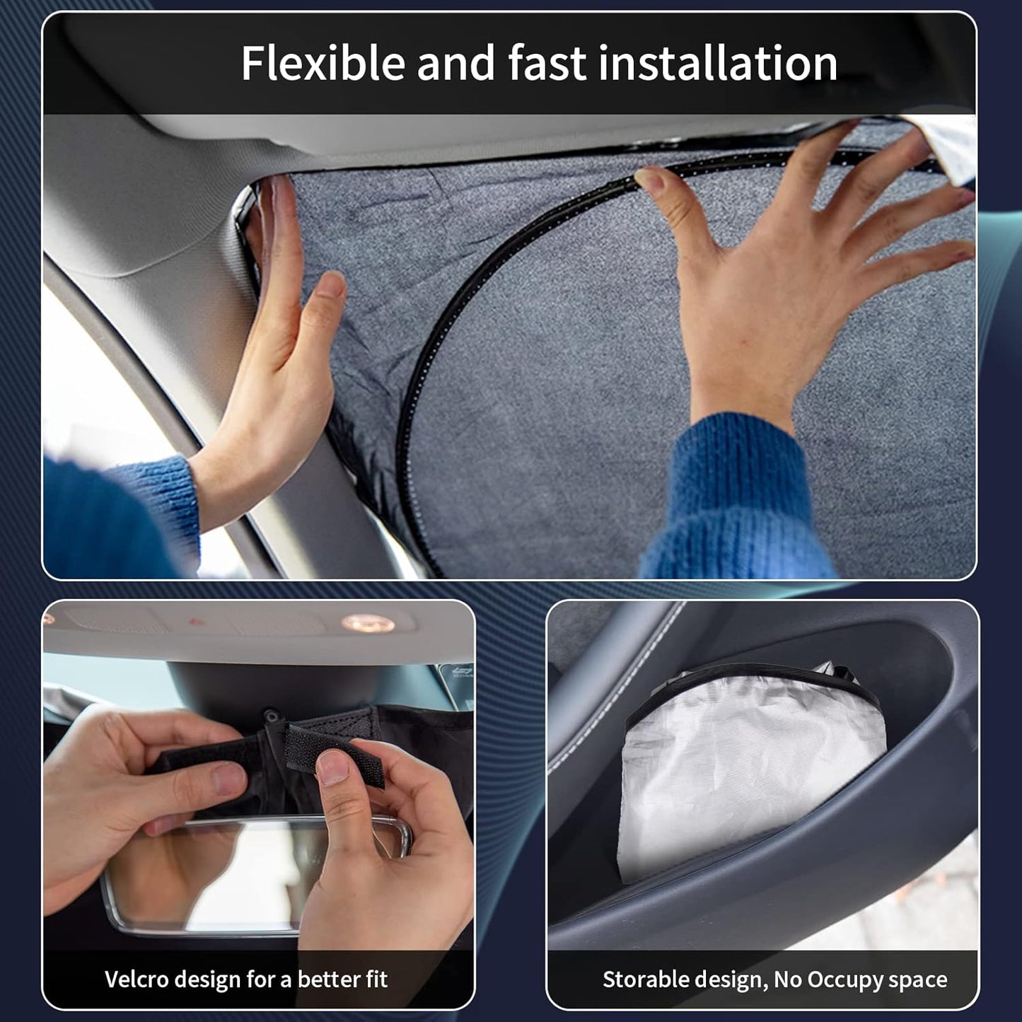 Sun Shade for 2007-2017 Toyota Camry Accessories, Foldable Front Window Shield for Camry LE XLE Hybrid SE XSE Sedan 240T Windshield Sun Visor Protector Fully Covered to Keep Car Cool