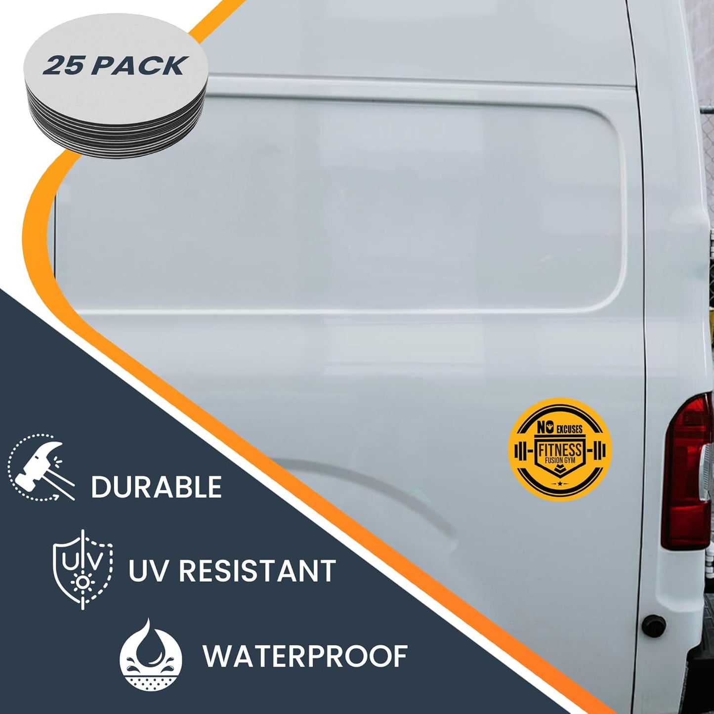 Magnet Me Up Customizable 30 Mil Round Magnet- 6”, 25 PK Weatherproof Car Magnet for Businesses, Sports Teams, Fundraiser, Personal Expression- Custom Text & Logo- Strong Magnetic Vinyl for Vehicles