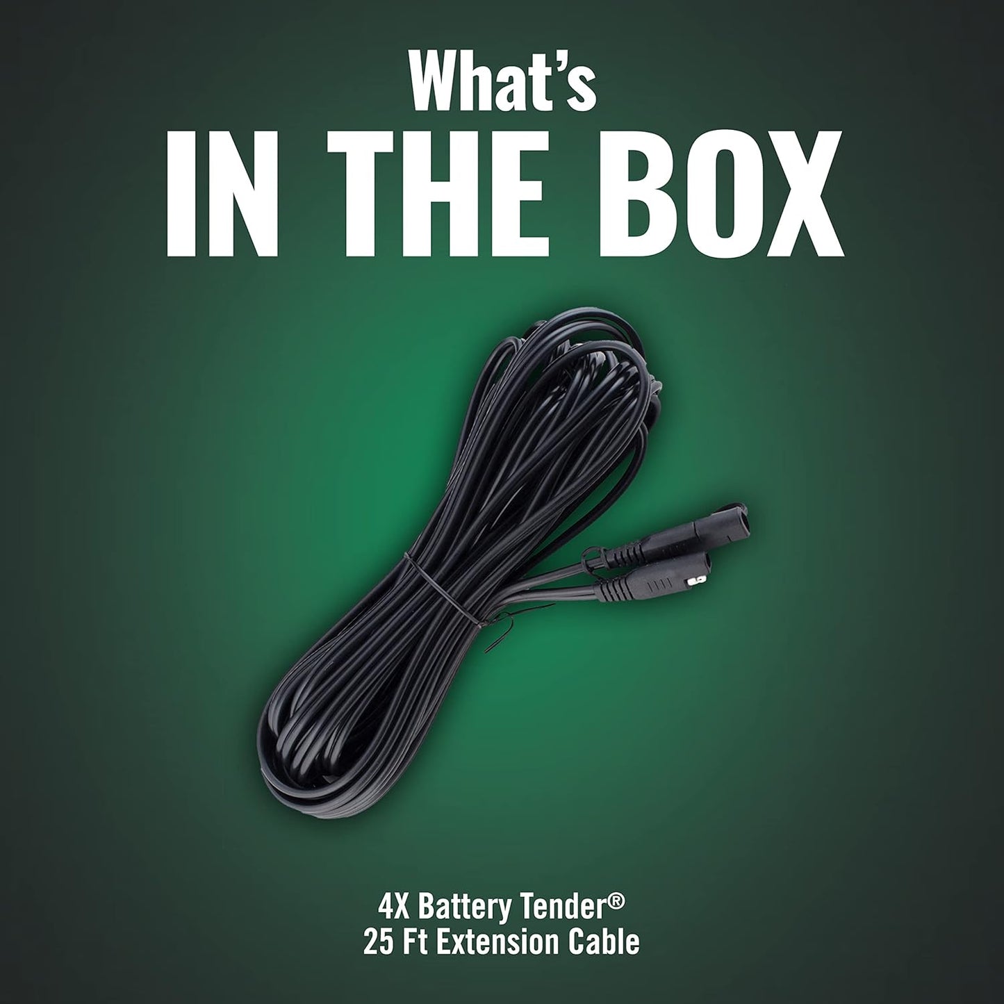 Battery Tender 25 Foot Extension SAE Cable 4 Pack - Designed for Use with Battery Tender Chargers - Quick Connect Plugs for Easy Connection to Motorcycle, Cars, ATVs and More - 081-0148-25-BG4
