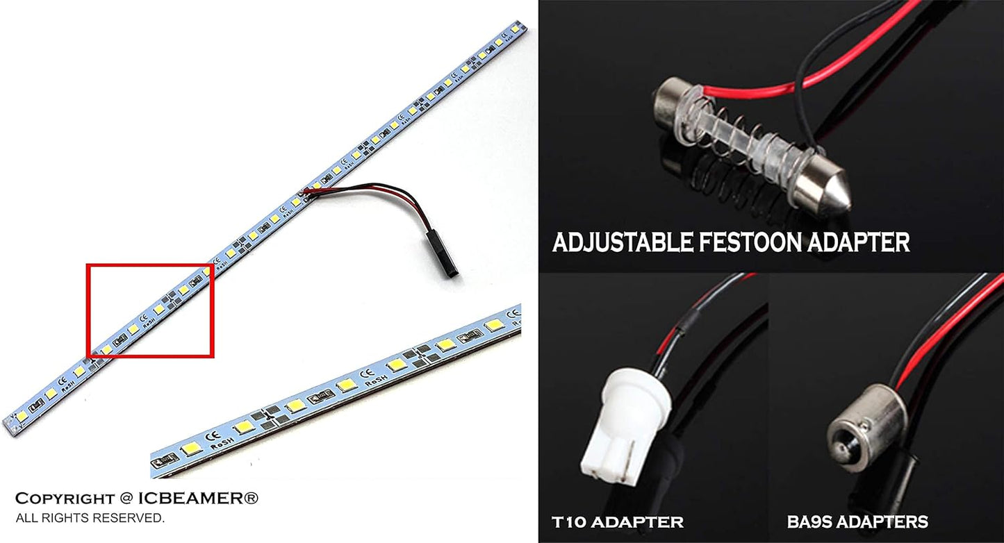 ICBEAMER 12" Amber Yellow 18SMD 2835 LED Strip Light Universal Fit Car Trunk Cargo Area or Interior Illumination