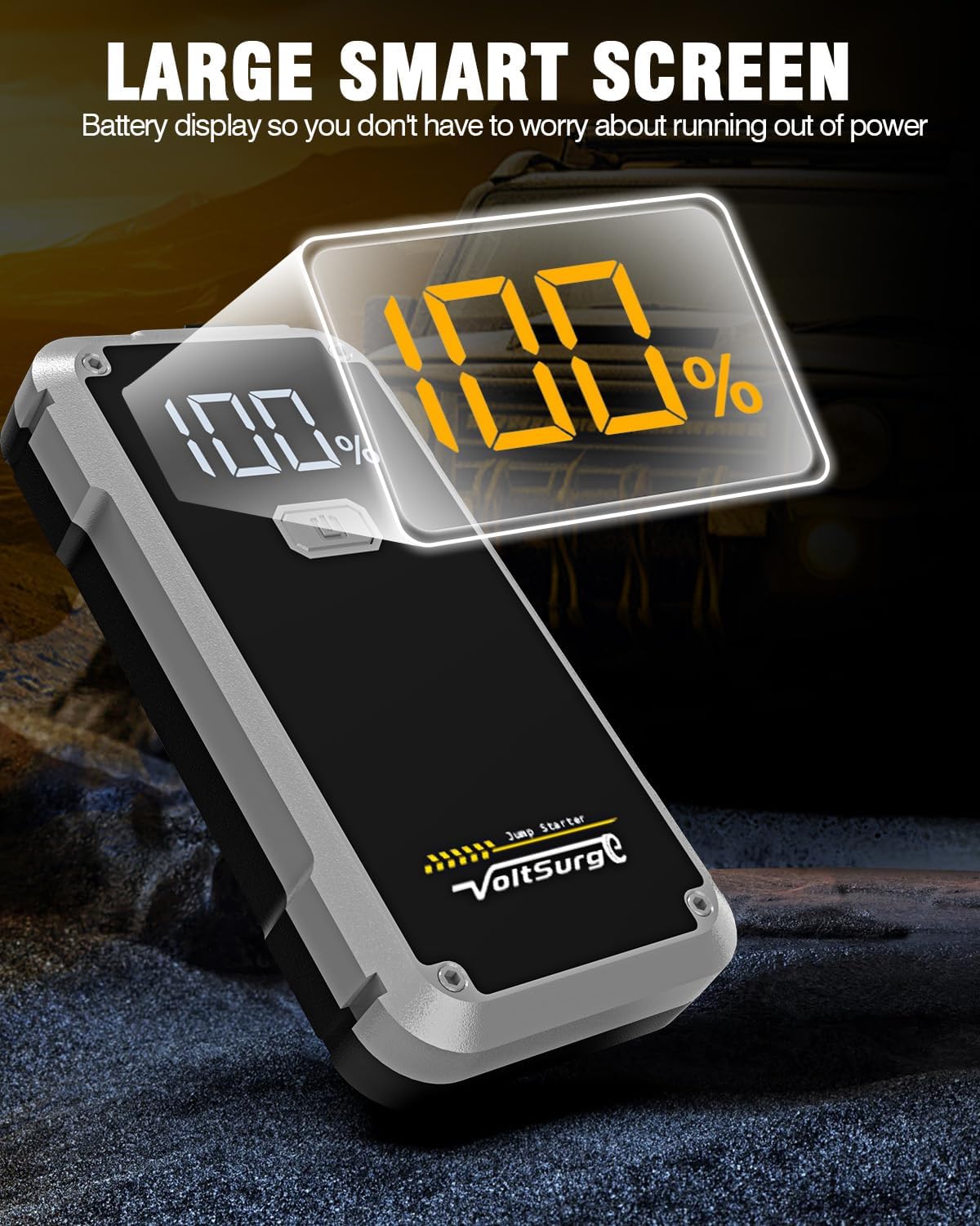 4500A Jump Starter, VoltSurge Jumper Starter Portable for Up to 7.0L Gas & 5.5L Diesel Engines, 12V Car Battery Charger, Jump Box Battery Pack with LCD Display and LED Light