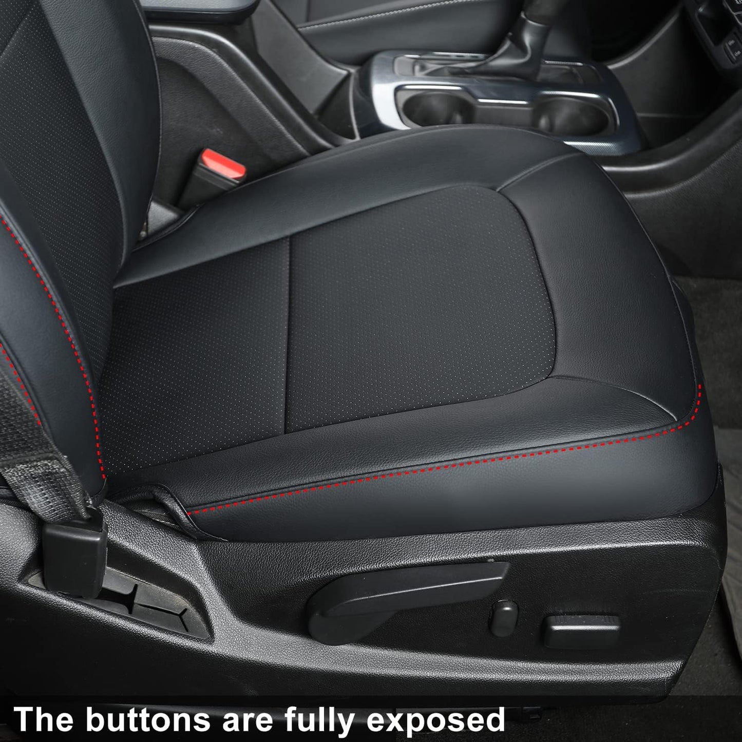 LUCKYMAN CLUB 2 Front Chevy Colorado Seat Covers, fit for 2023 2024 2025 Colorado Crew Cab Z71 LT ZR2 Work Truck with Faux Leather (Black&Red 2 pcs)